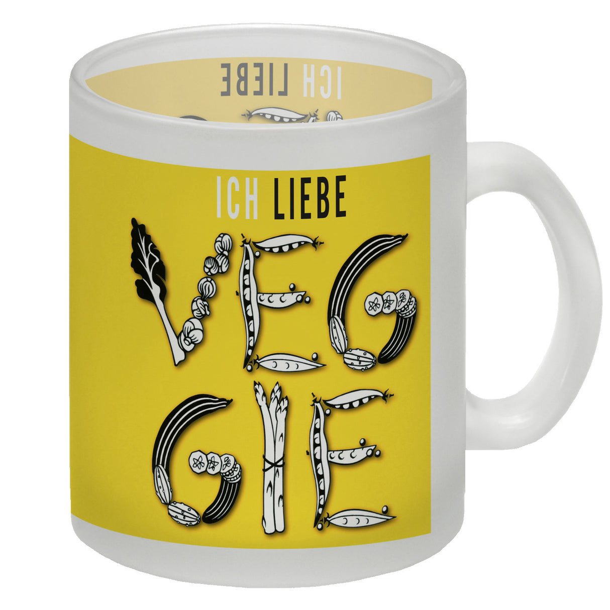 Ich liebe Veggie Kaffeebecher mit Gemüse Motiv in orange