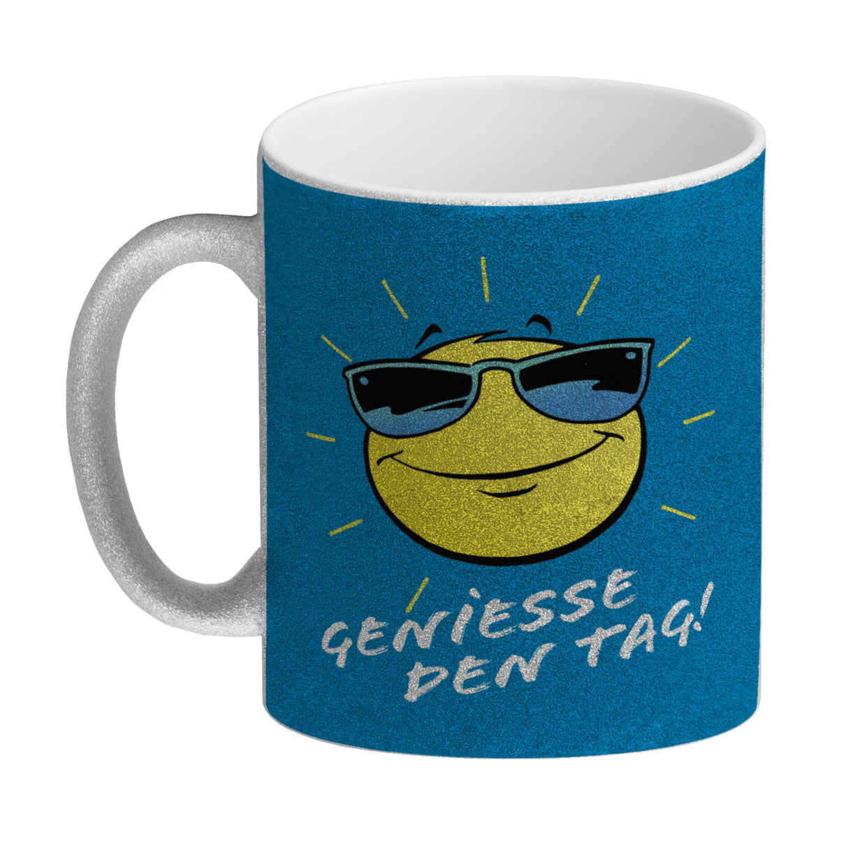 Geniesse den Tag! Kaffeebecher mit strahlender Sonne