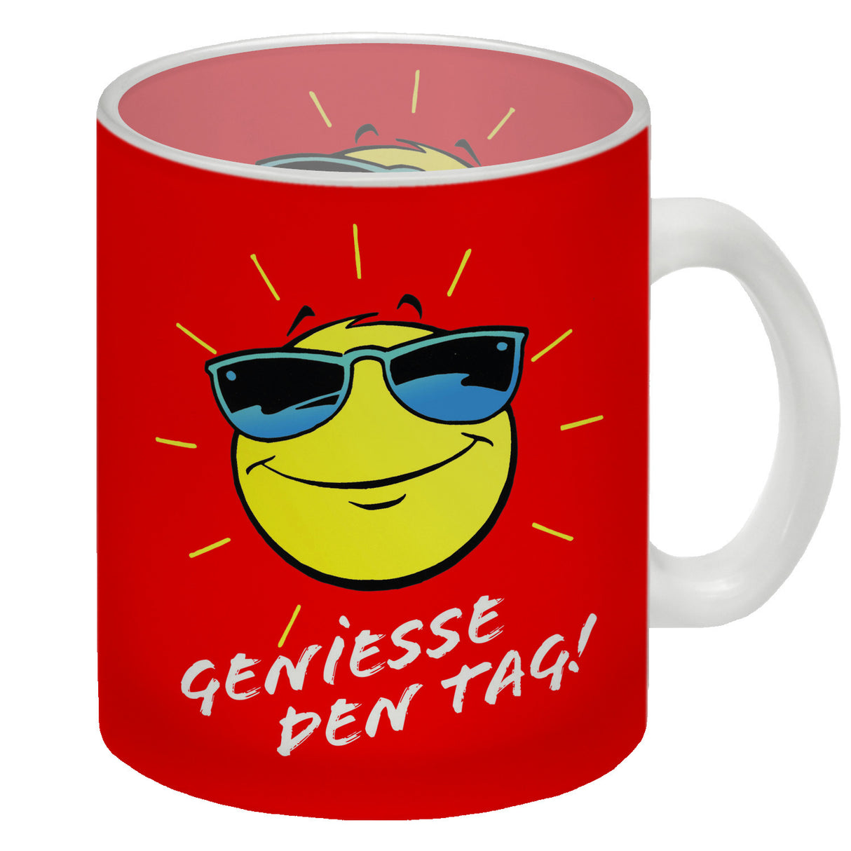 Geniesse den Tag! Kaffeebecher mit strahlender Sonne