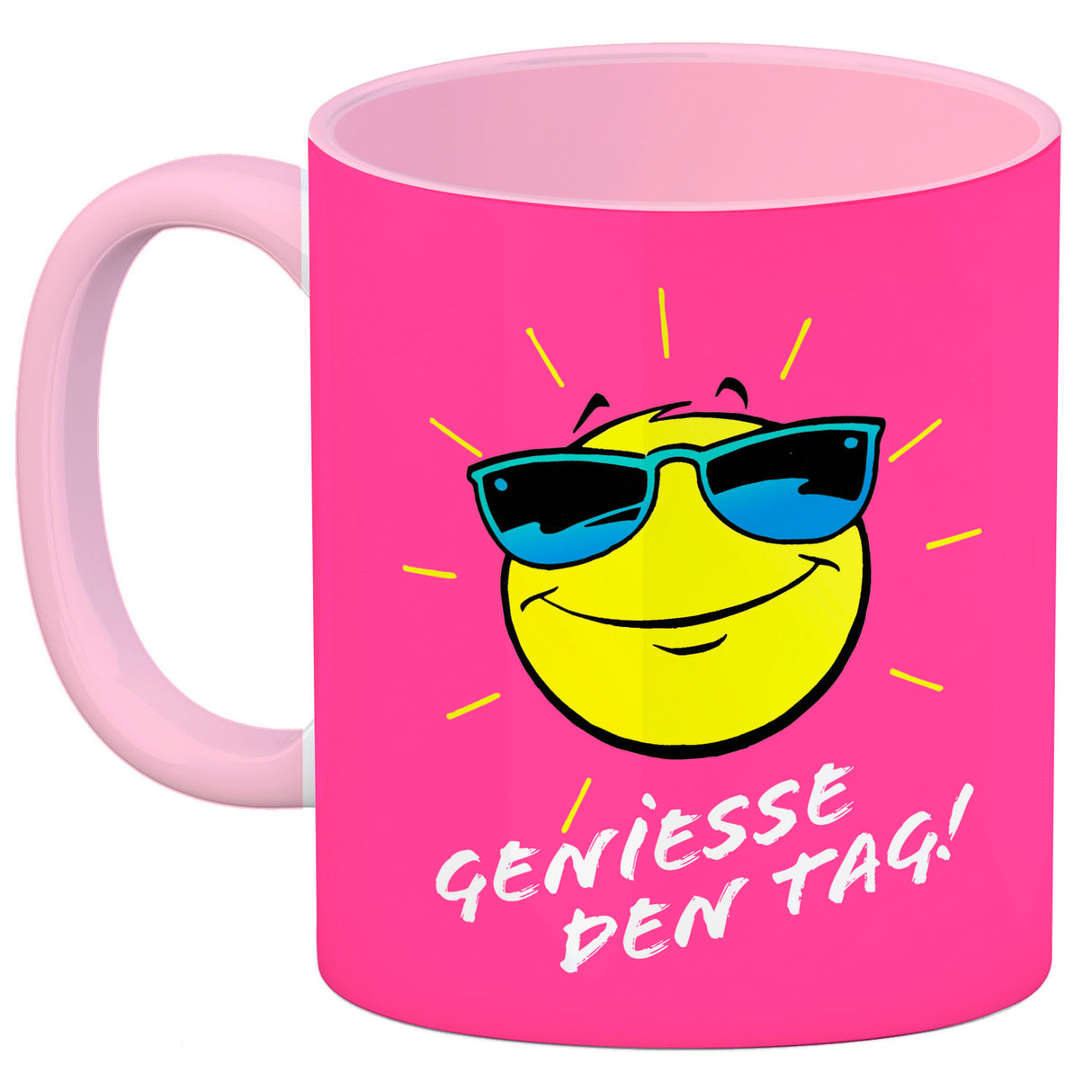 Geniesse den Tag! Kaffeebecher mit strahlender Sonne