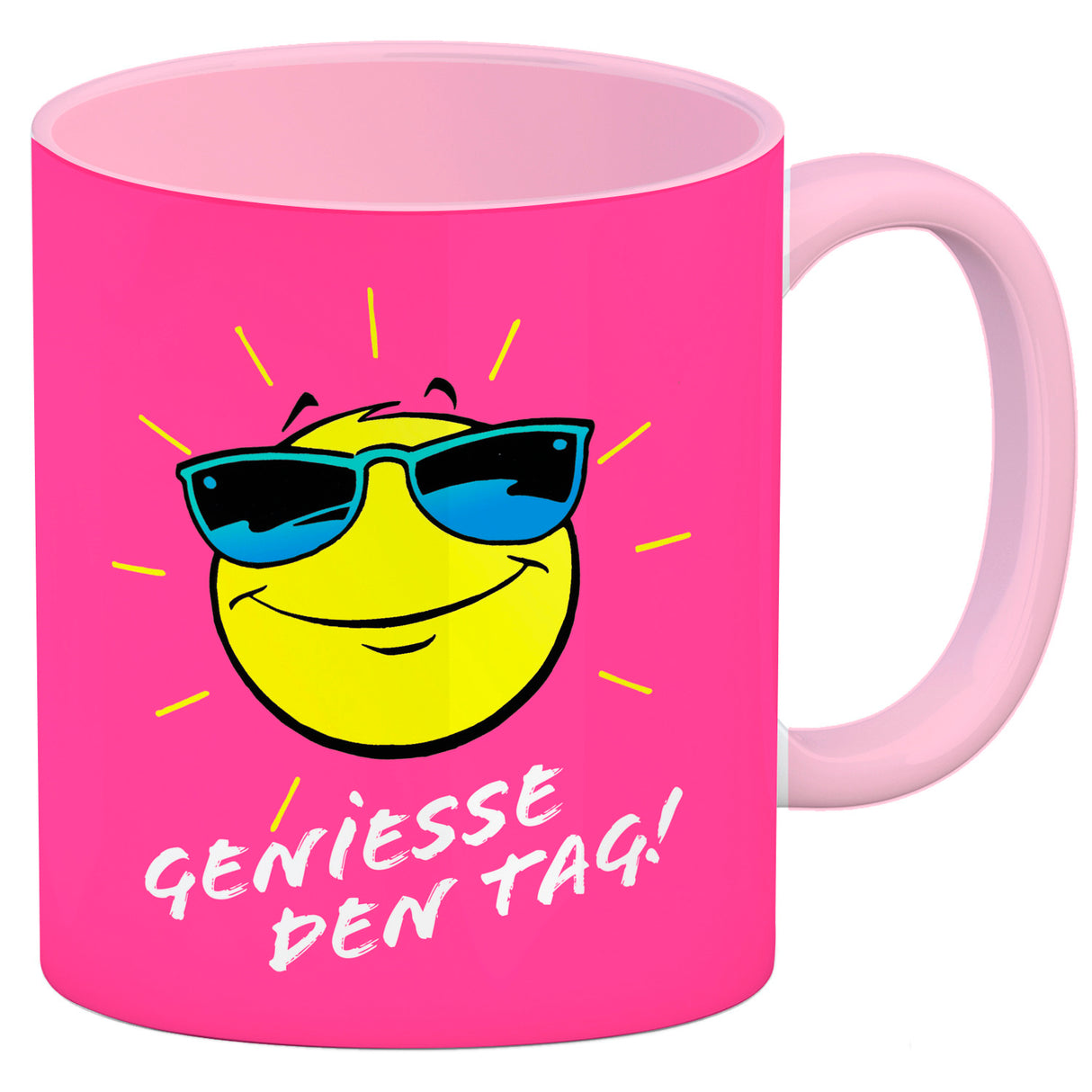 Geniesse den Tag! Kaffeebecher mit strahlender Sonne