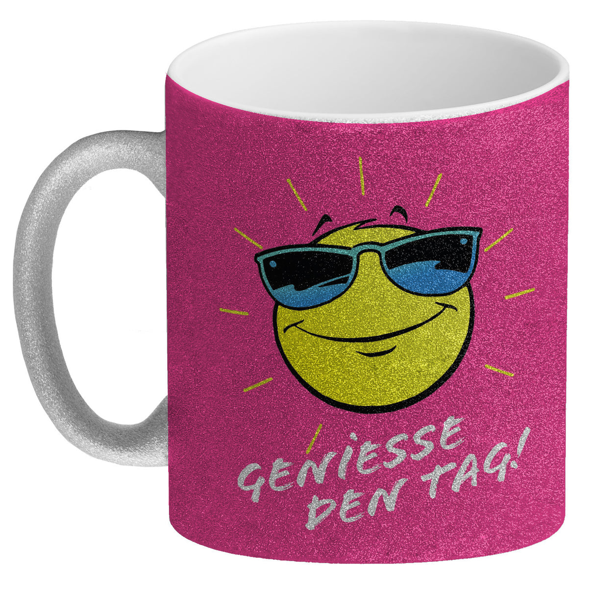 Geniesse den Tag! Kaffeebecher mit strahlender Sonne