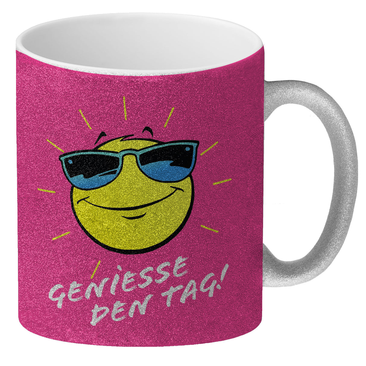 Geniesse den Tag! Kaffeebecher mit strahlender Sonne