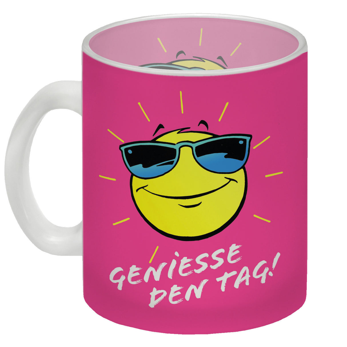 Geniesse den Tag! Kaffeebecher mit strahlender Sonne