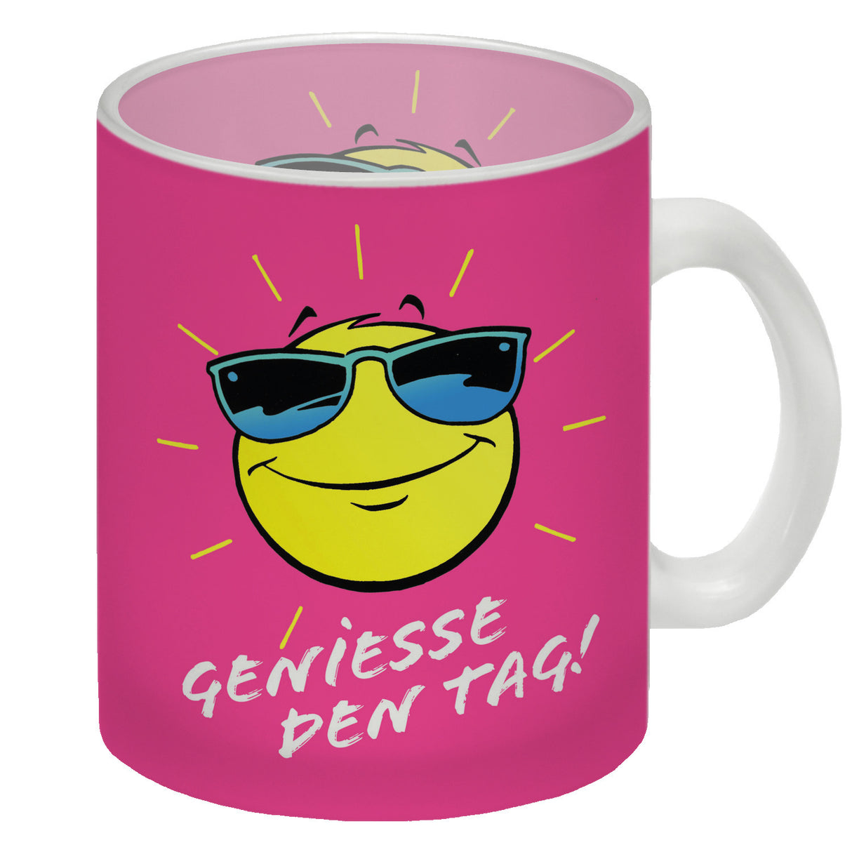 Geniesse den Tag! Kaffeebecher mit strahlender Sonne