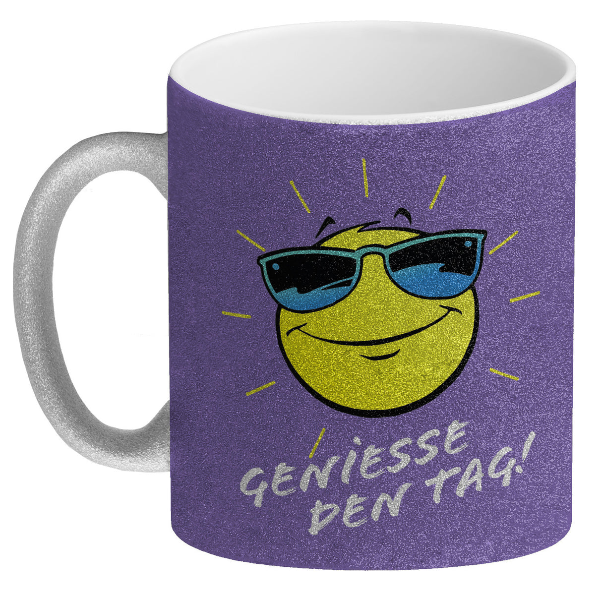 Geniesse den Tag! Kaffeebecher mit strahlender Sonne