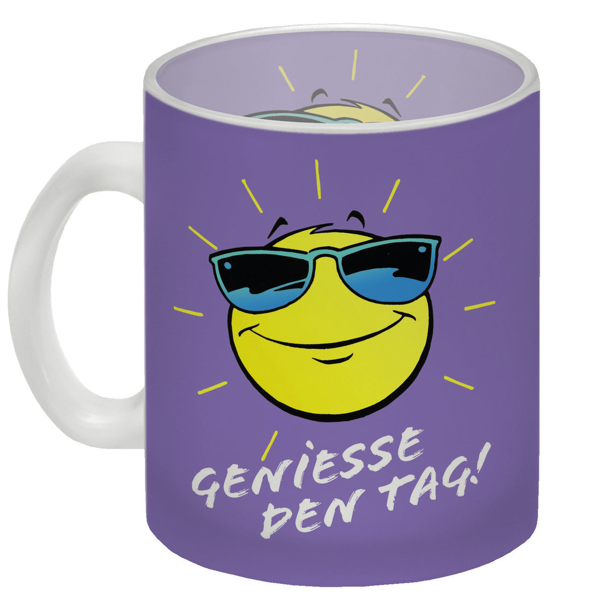 Geniesse den Tag! Kaffeebecher mit strahlender Sonne