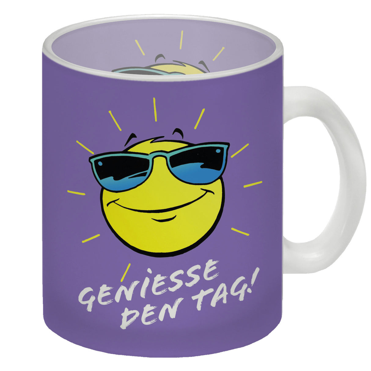 Geniesse den Tag! Kaffeebecher mit strahlender Sonne