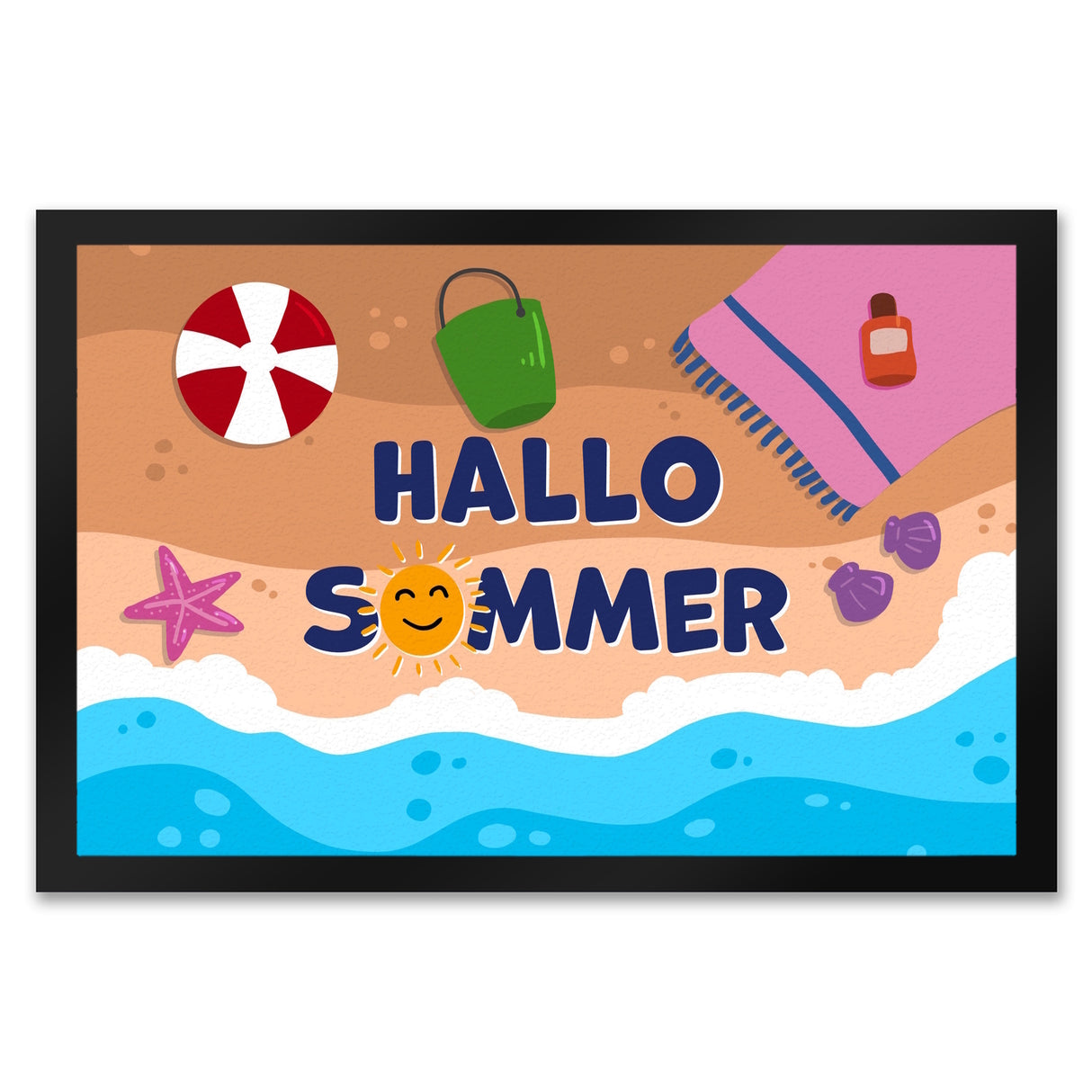 Hallo Sommer Fußmatte mit Strandmotiv