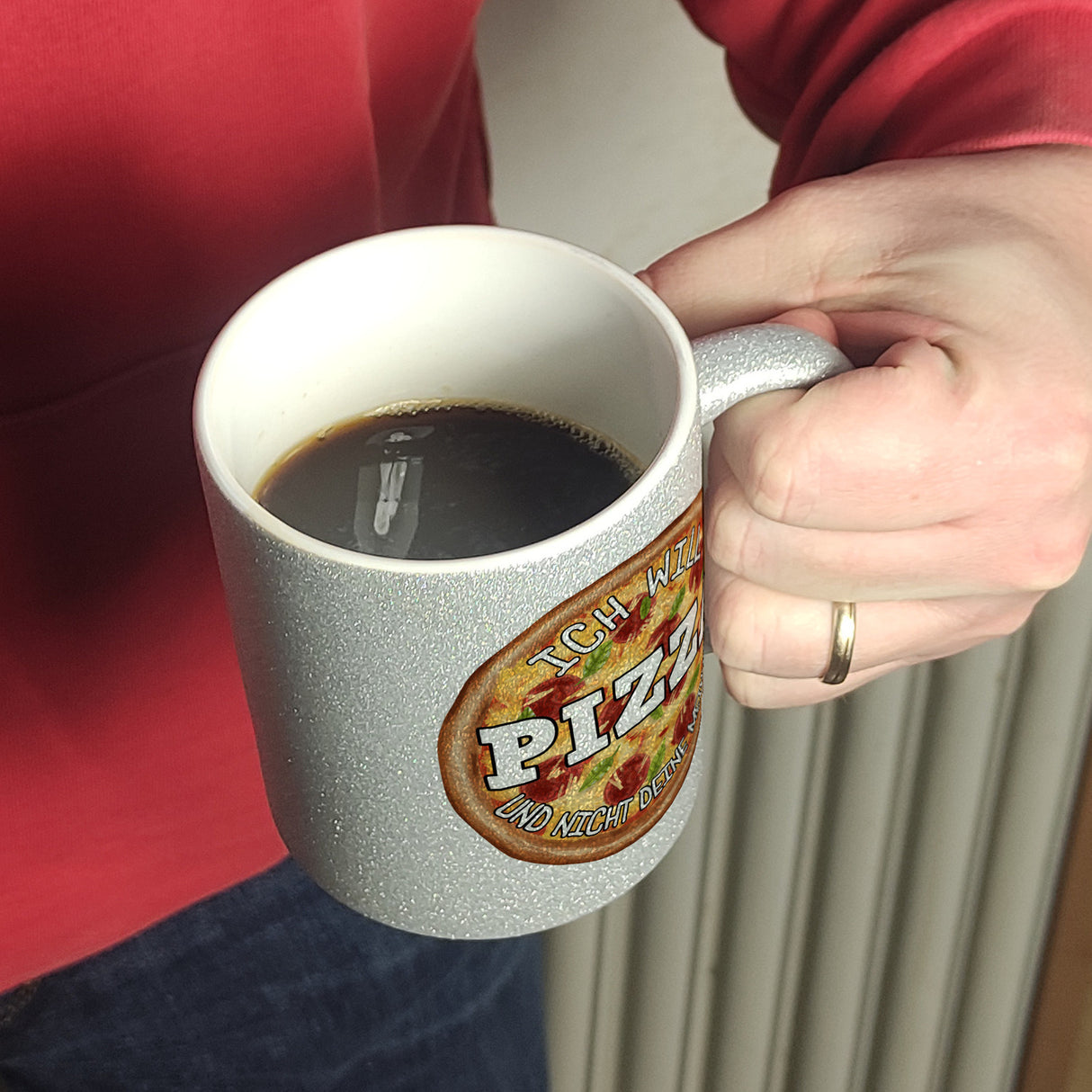 Ich will Pizza und nicht deine Meinung Kaffeebecher