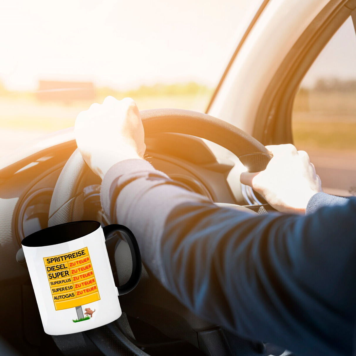 Spritpreise Anzeigetafel Kaffeebecher für Autofahrer