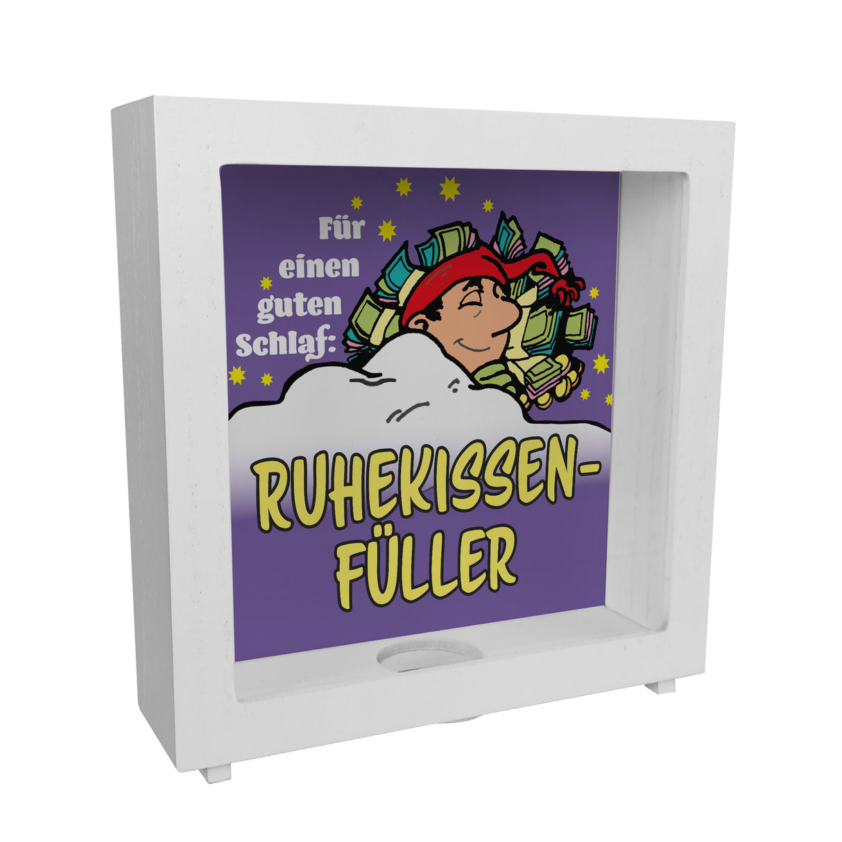 Ruhekissen-Füller Spardose zum Thema Sparen und Schlafen