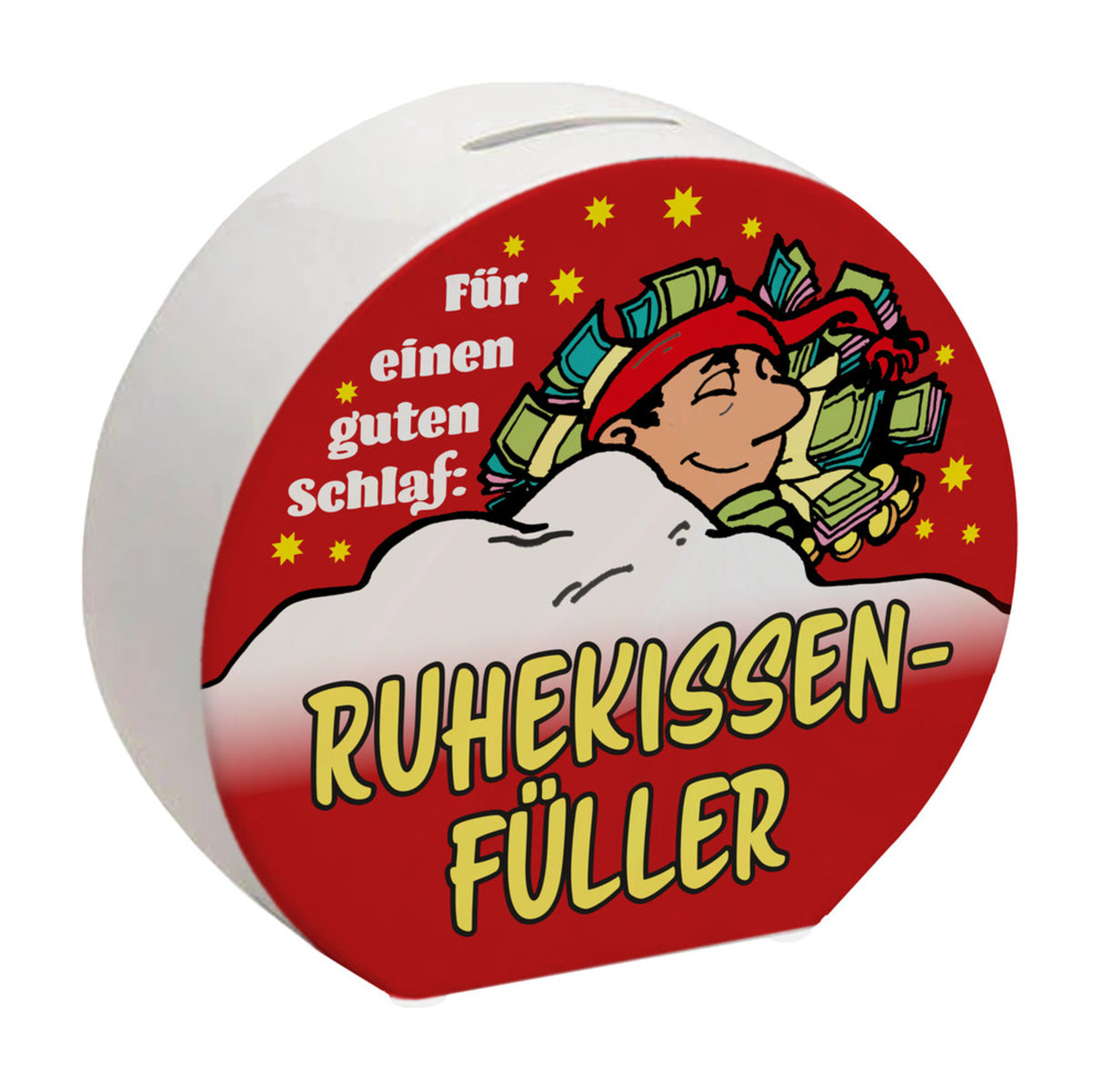 Ruhekissen-Füller Spardose zum Thema Sparen und Schlafen