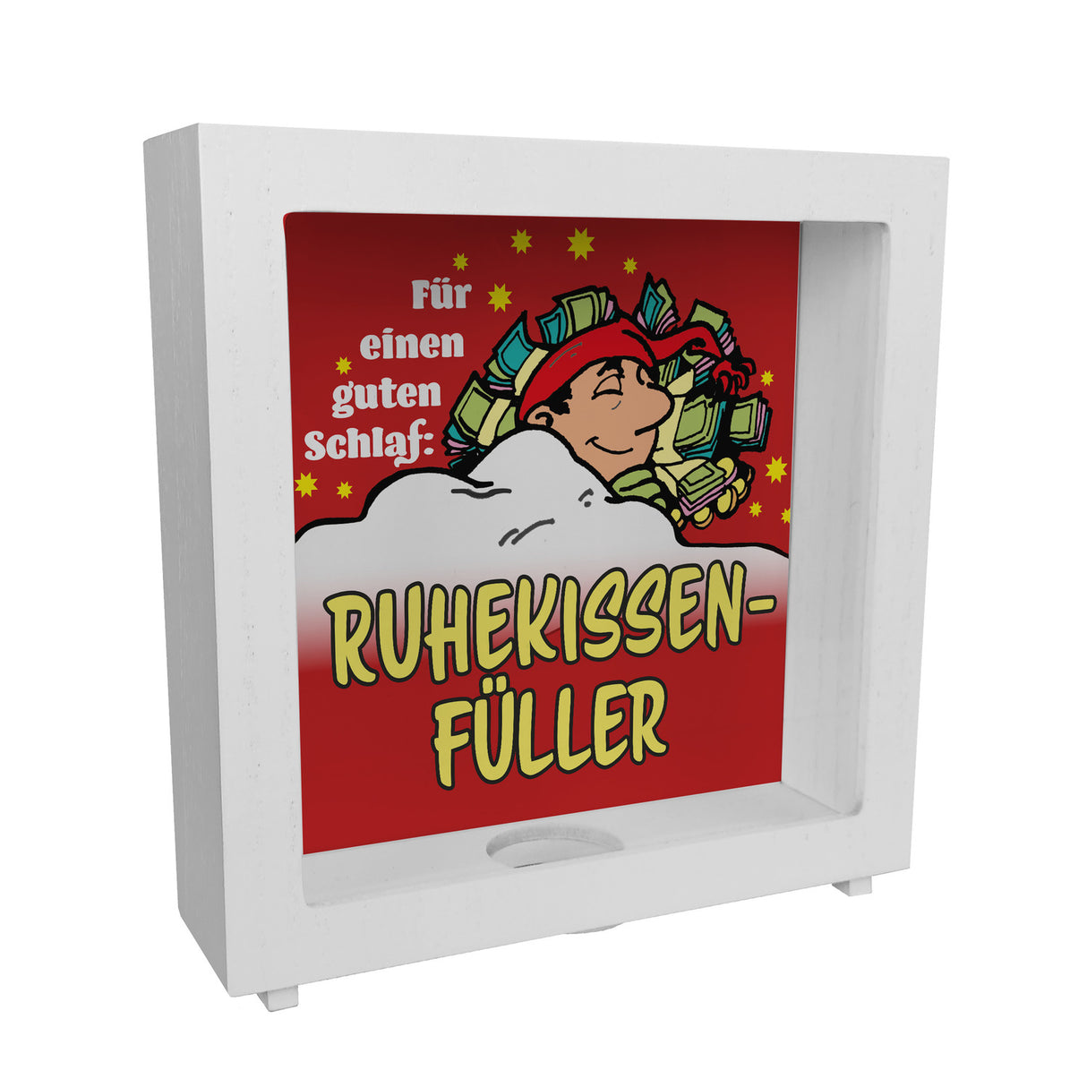 Ruhekissen-Füller Spardose zum Thema Sparen und Schlafen