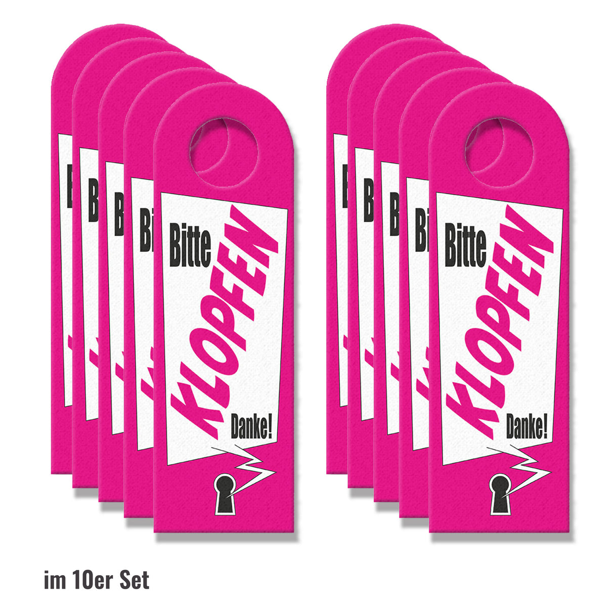 Bitte nicht stören oder klopfen Türhänger mit Schlüsselloch Motiv in pink