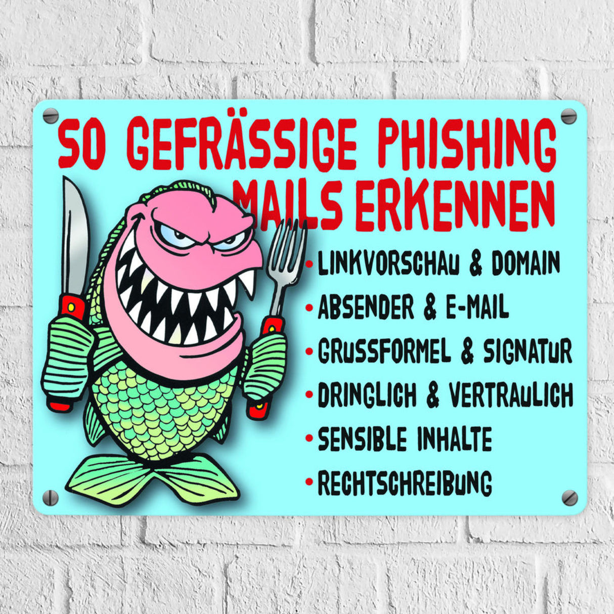 Phishing Mails Metallschild zum Thema Phishing Mails erkennen