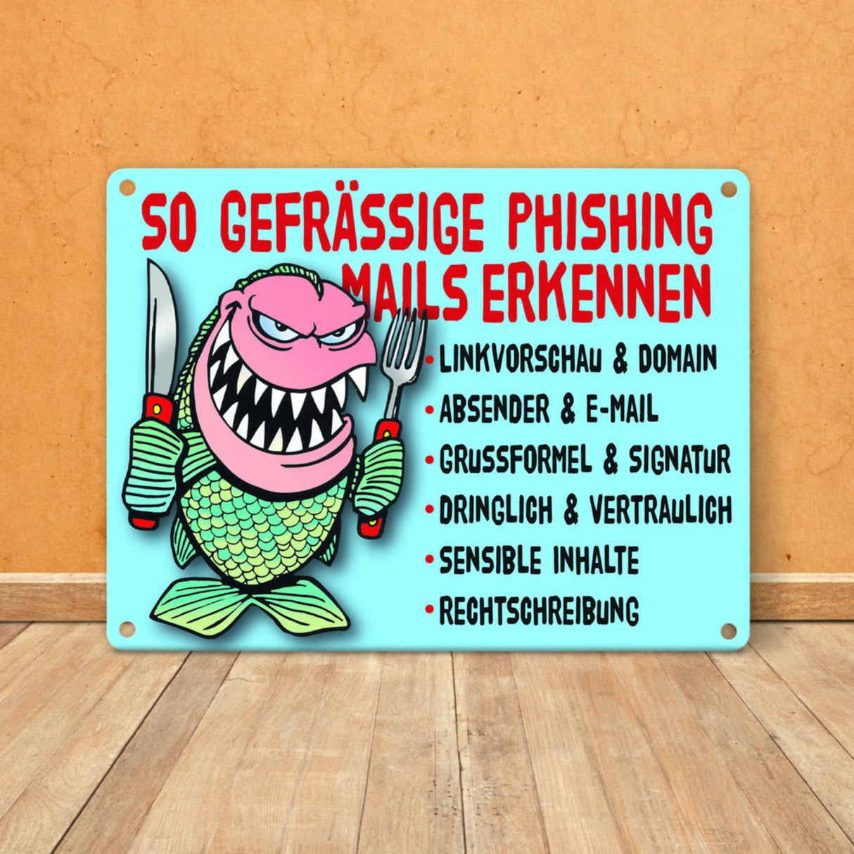 Phishing Mails Metallschild zum Thema Phishing Mails erkennen