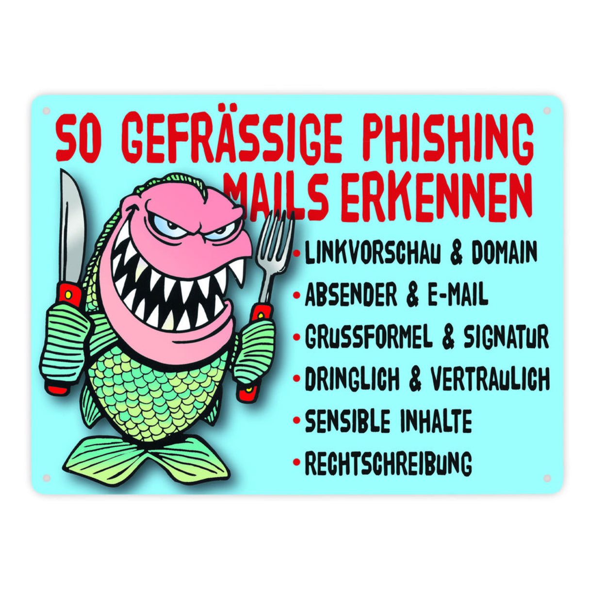 Phishing Mails Metallschild zum Thema Phishing Mails erkennen