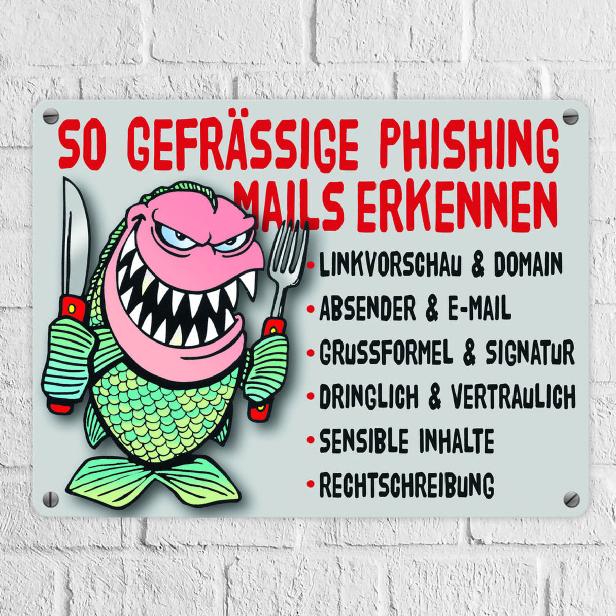 Phishing Mails Metallschild zum Thema Phishing Mails erkennen