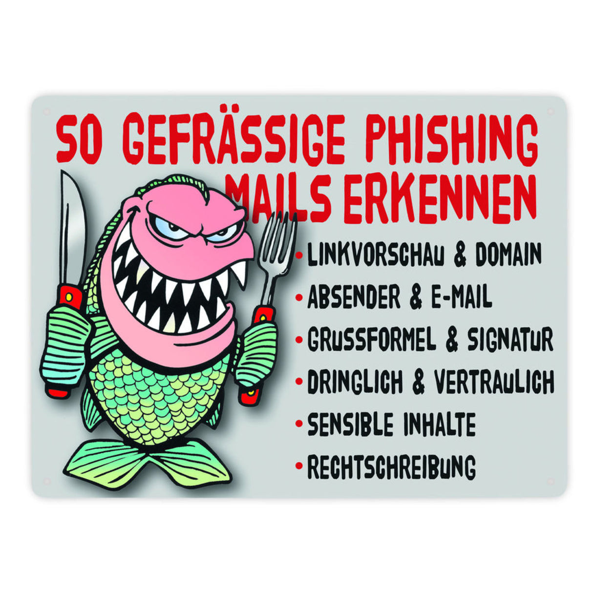 Phishing Mails Metallschild zum Thema Phishing Mails erkennen