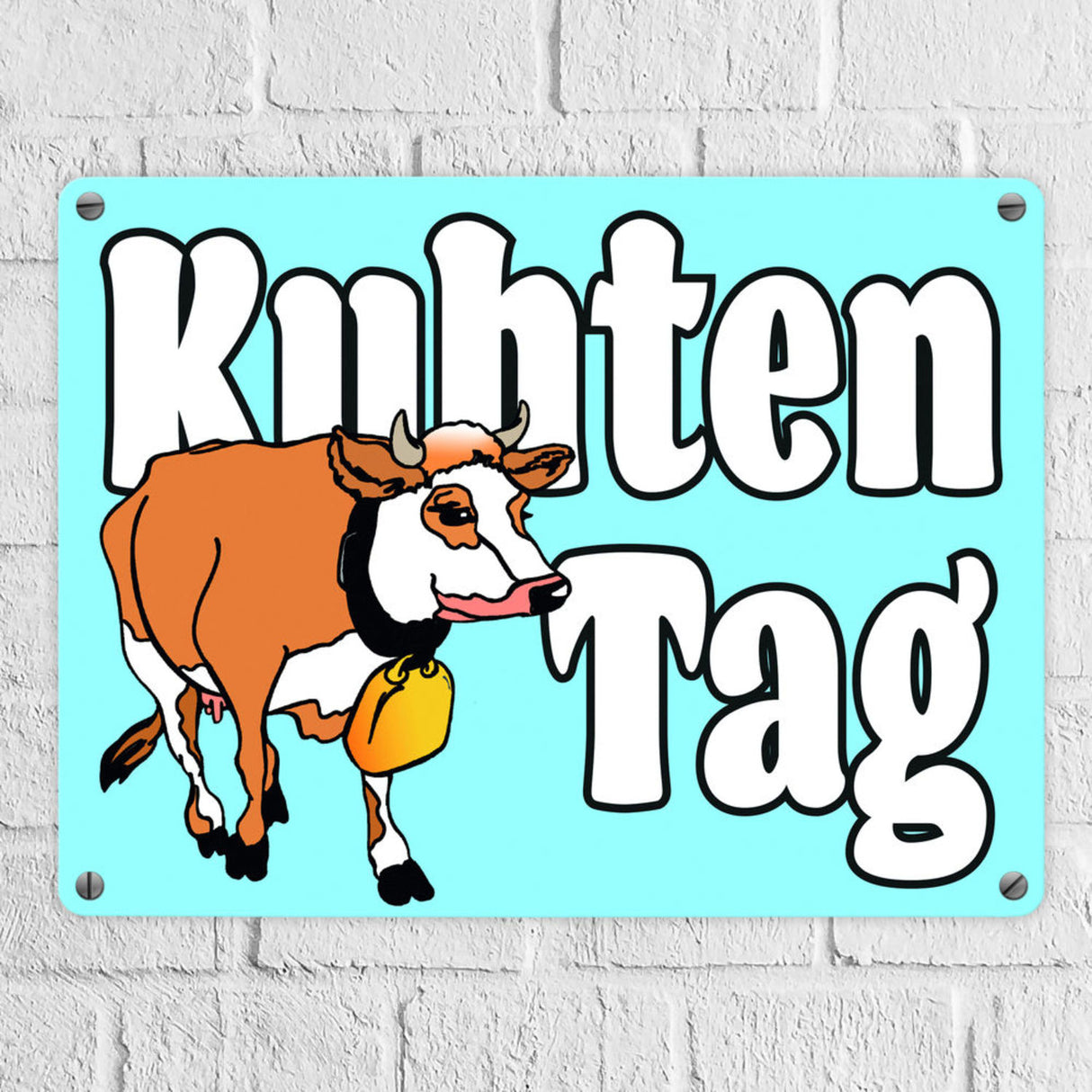 Kuhten Tag Metallschild mit Kuh zum Thema Bauernhof