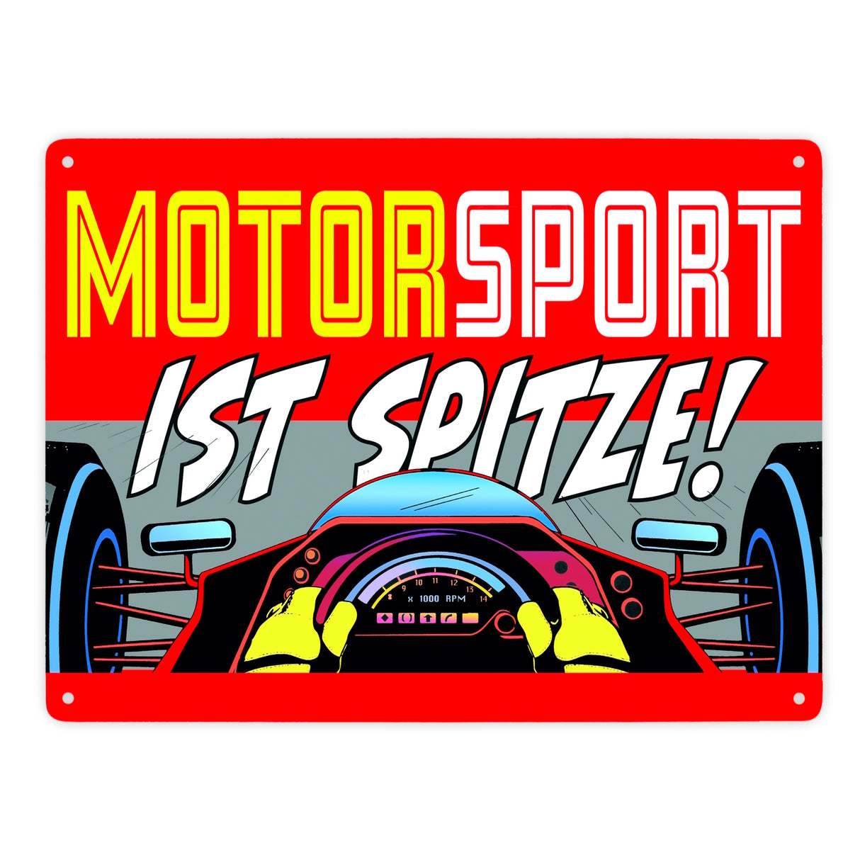 Motorsport ist spitze! Rennwagen Metallschild