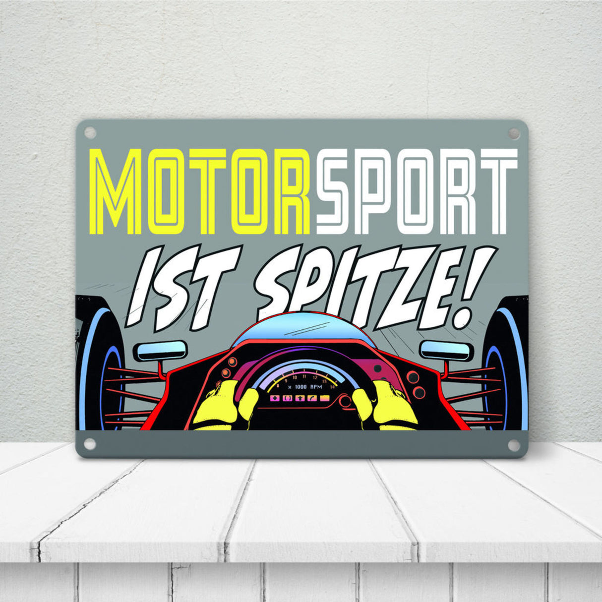 Motorsport ist spitze! Rennwagen Metallschild
