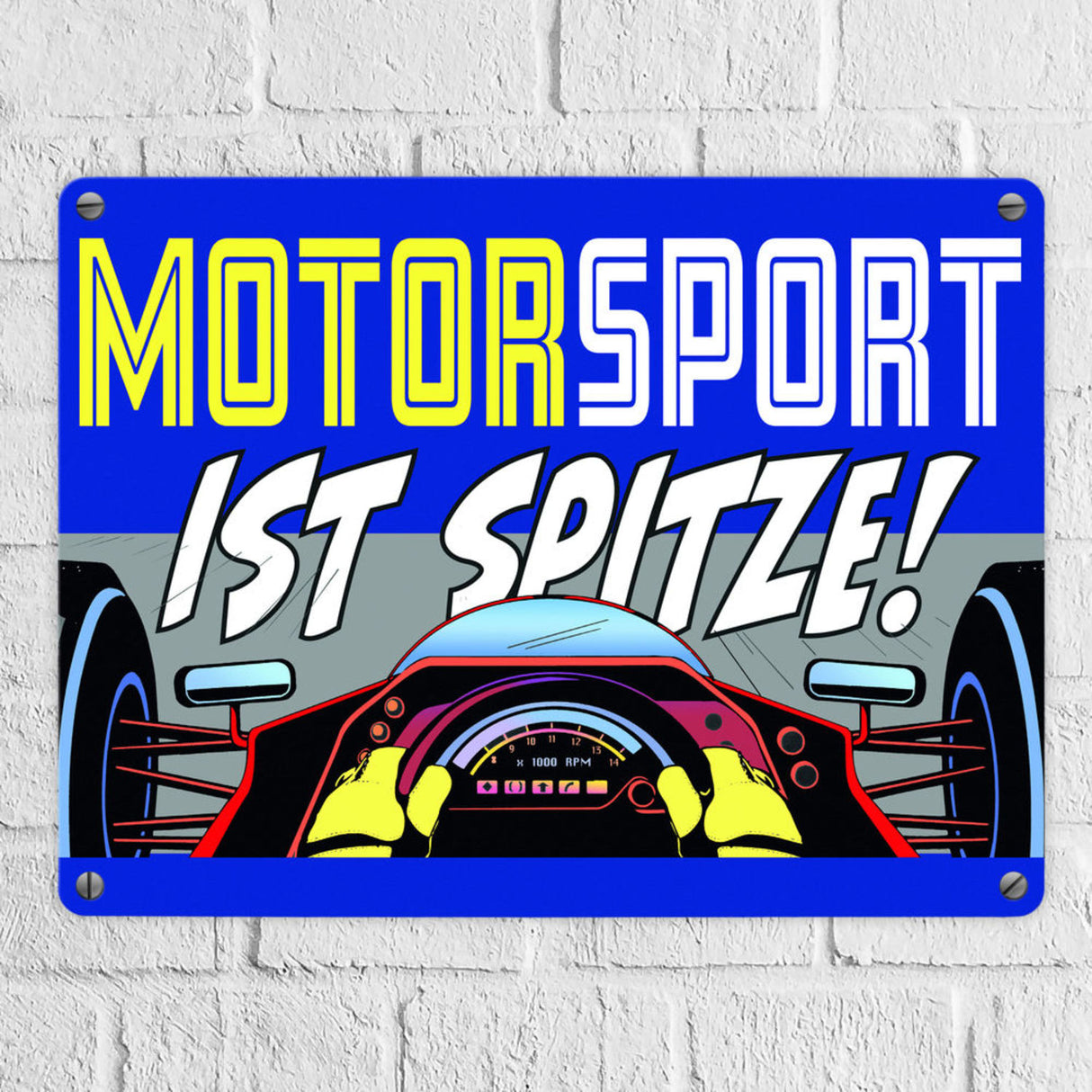 Motorsport ist spitze! Rennwagen Metallschild