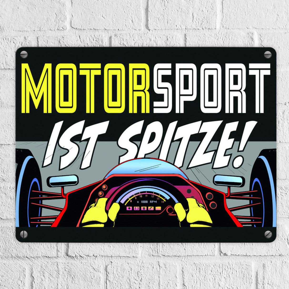 Motorsport ist spitze! Rennwagen Metallschild