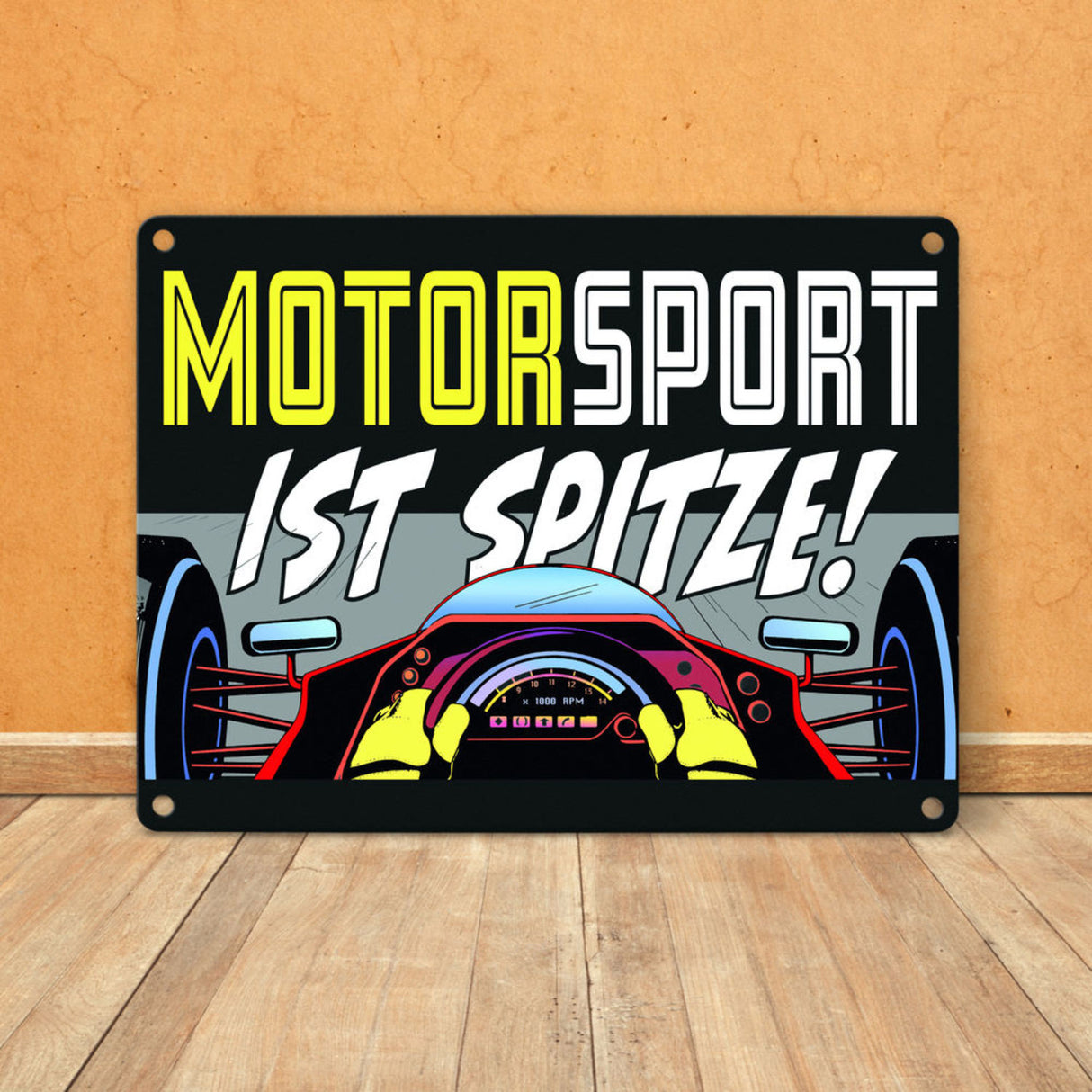 Motorsport ist spitze! Rennwagen Metallschild