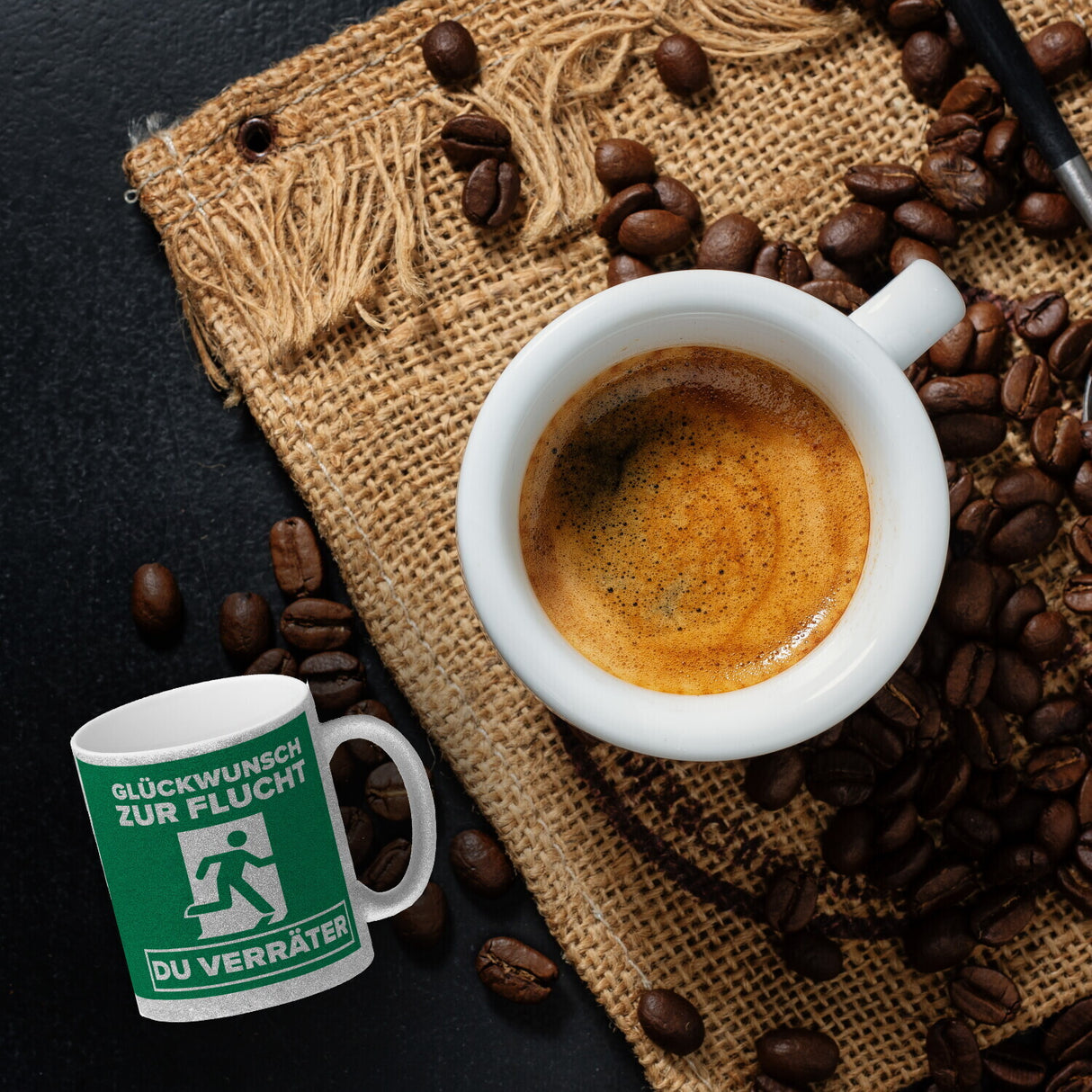 Glückwunsch zur Flucht du Verräter Kaffeebecher