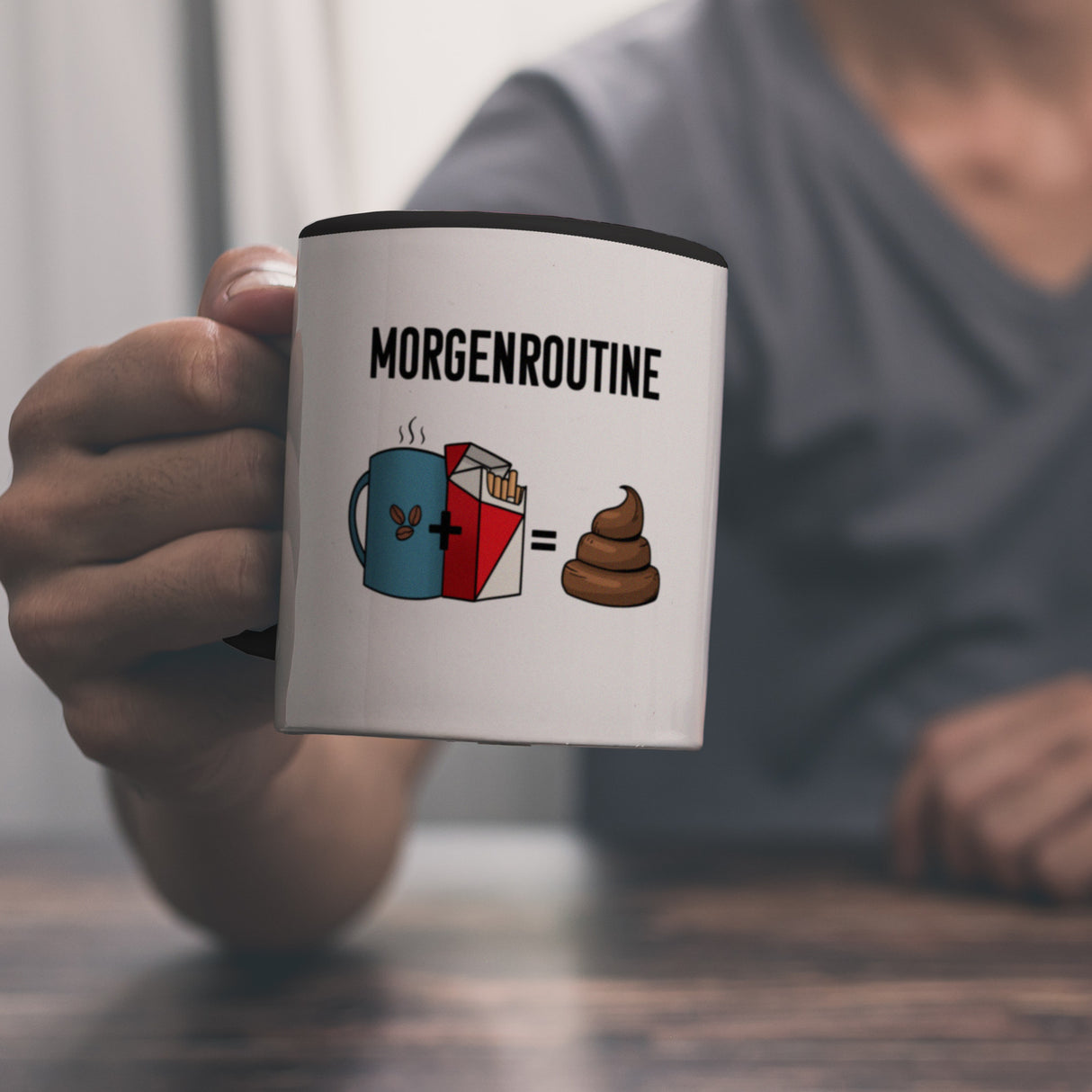 Meine Morgenroutine Kaffee + Kippe = Kacken Kaffeebecher