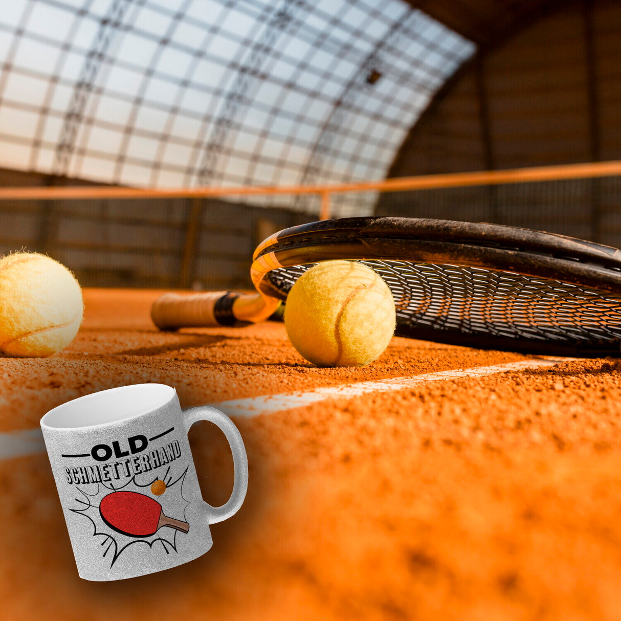 Old Schmetterhand Tischtennis Wortspiel Kaffeebecher
