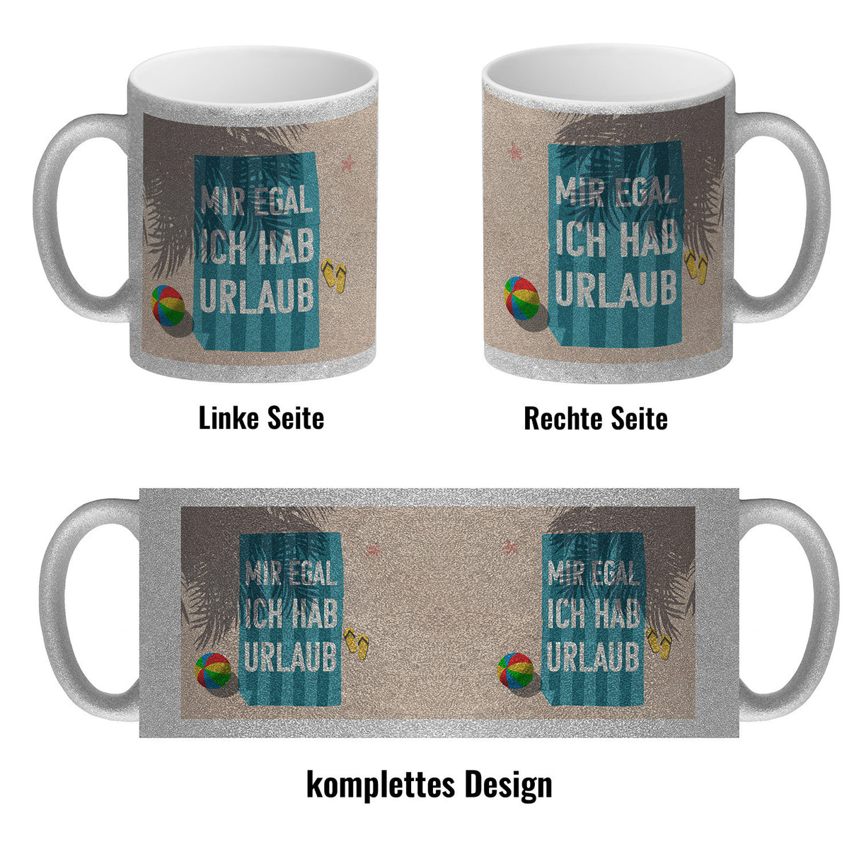 Mir egal ich hab Urlaub Kaffeebecher mit Strandmotiv