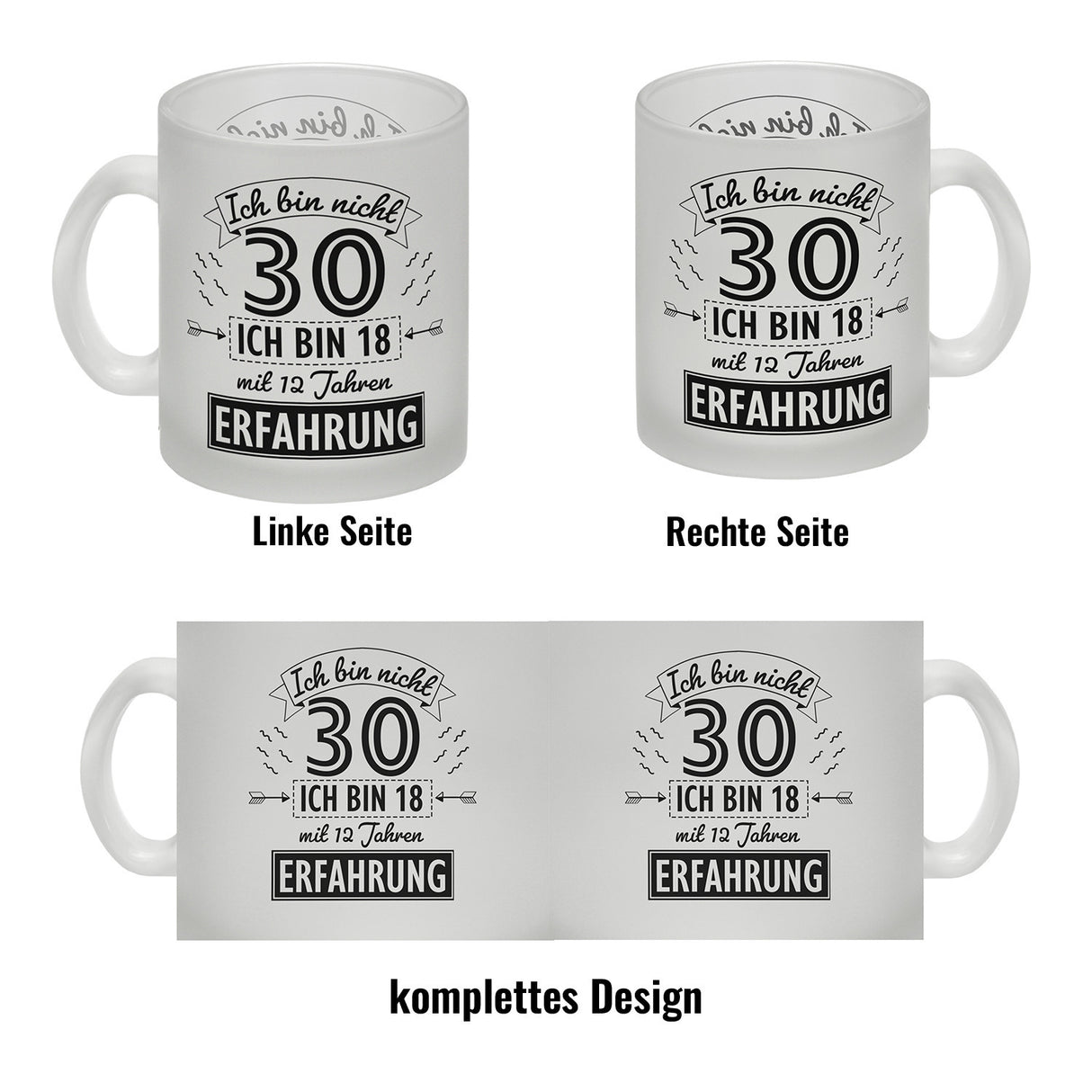 Kaffeebecher für den 30. Geburtstag mit Motiv: Erfahrung