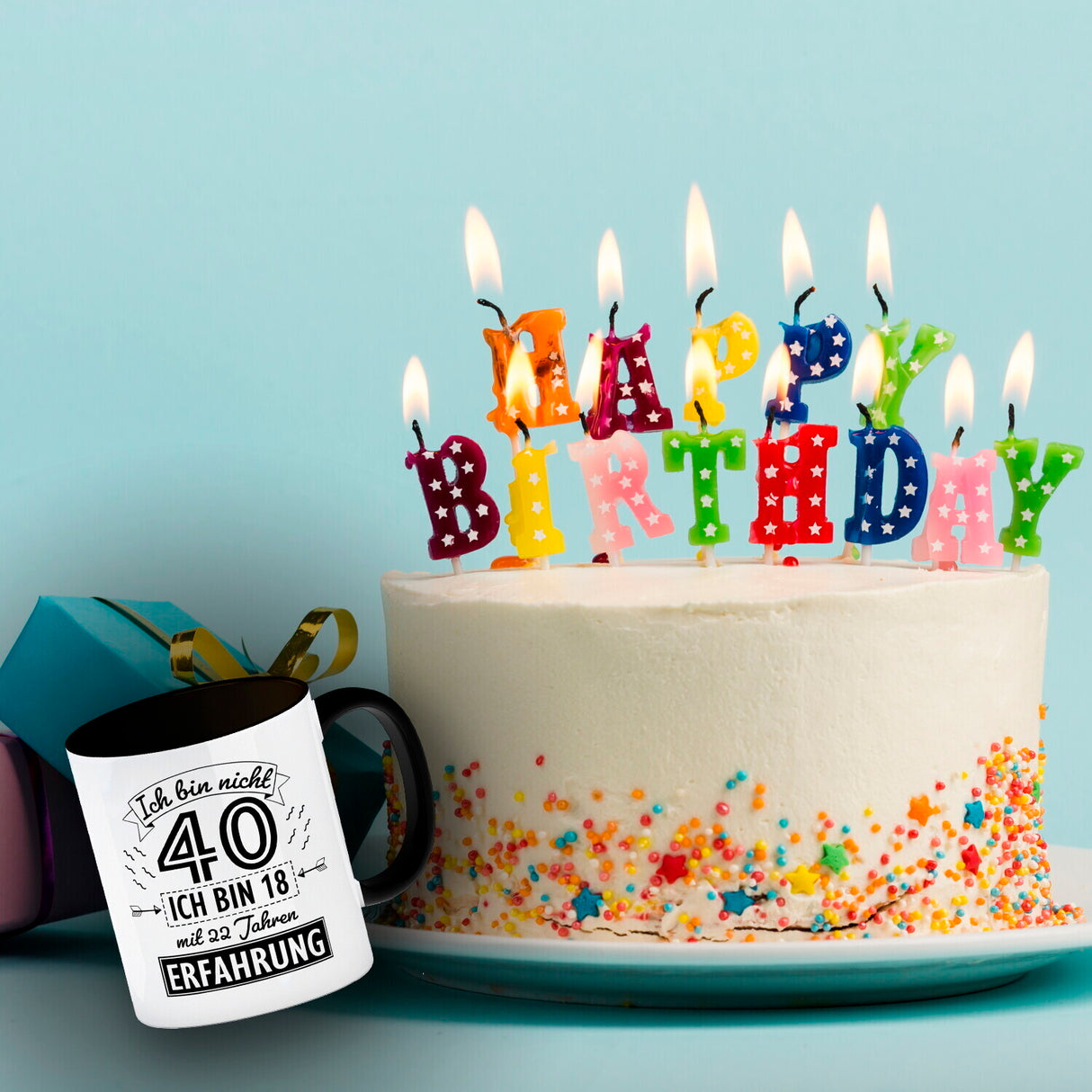 Witziger Kaffeebecher für den 40. Geburtstag mit Motiv: Erfahrung
