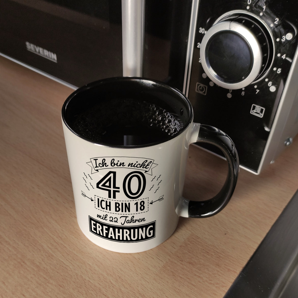Witziger Kaffeebecher für den 40. Geburtstag mit Motiv: Erfahrung