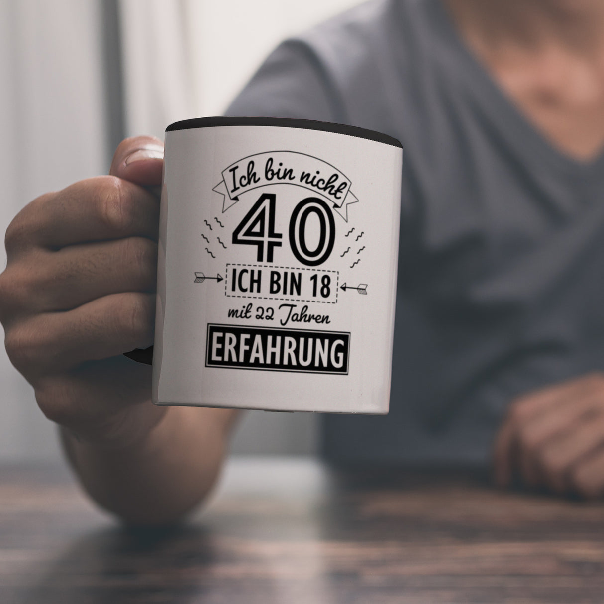 Witziger Kaffeebecher für den 40. Geburtstag mit Motiv: Erfahrung