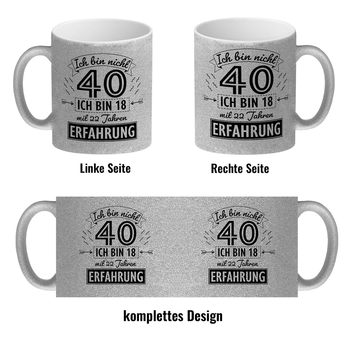 Witziger Kaffeebecher für den 40. Geburtstag mit Motiv: Erfahrung