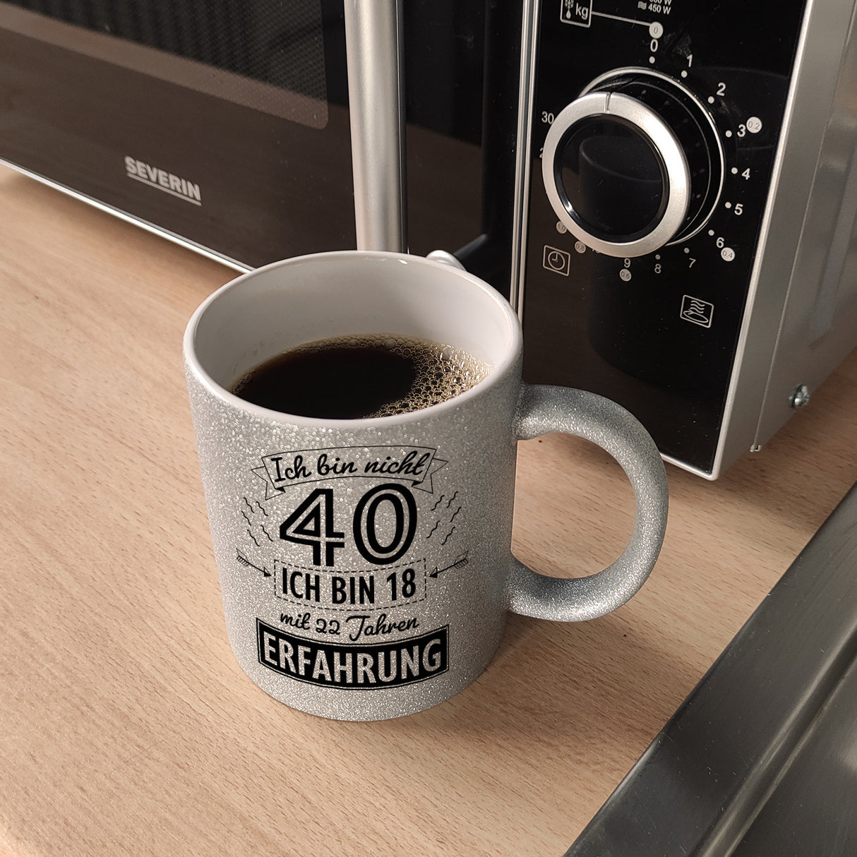 Witziger Kaffeebecher für den 40. Geburtstag mit Motiv: Erfahrung
