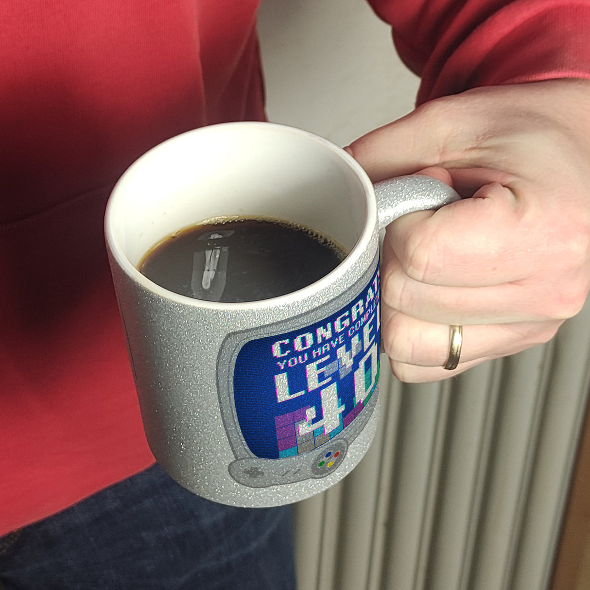 Witziger Kaffeebecher für den 40. Geburtstag mit Motiv: Gamer