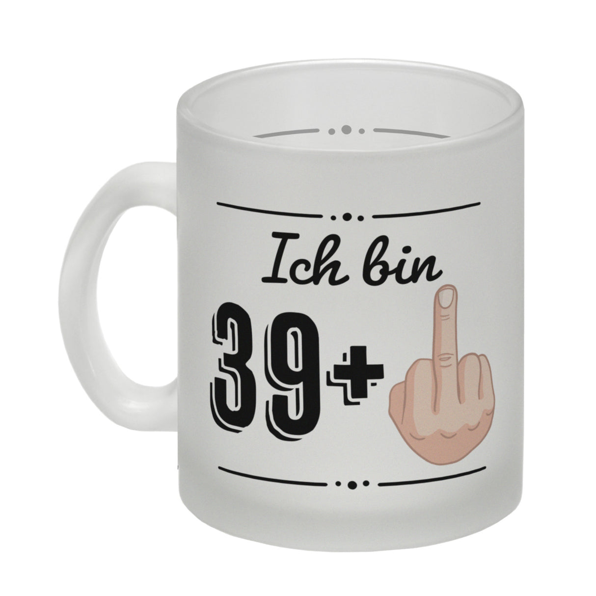 Witziger Kaffeebecher für den 40. Geburtstag mit Motiv: Mittelfinger