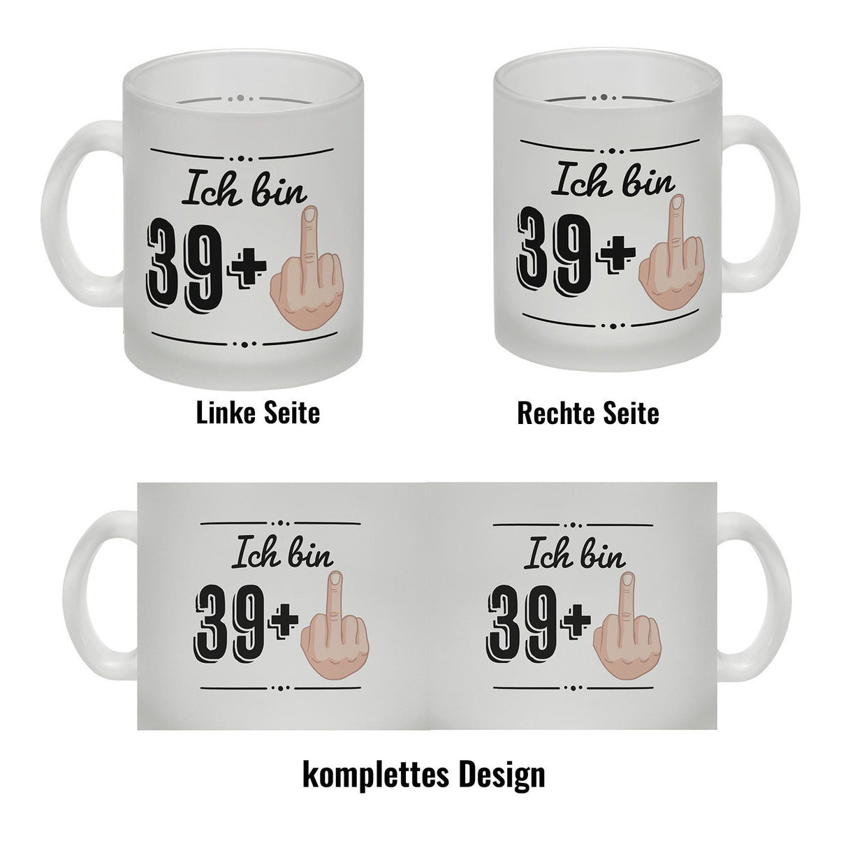 Witziger Kaffeebecher für den 40. Geburtstag mit Motiv: Mittelfinger