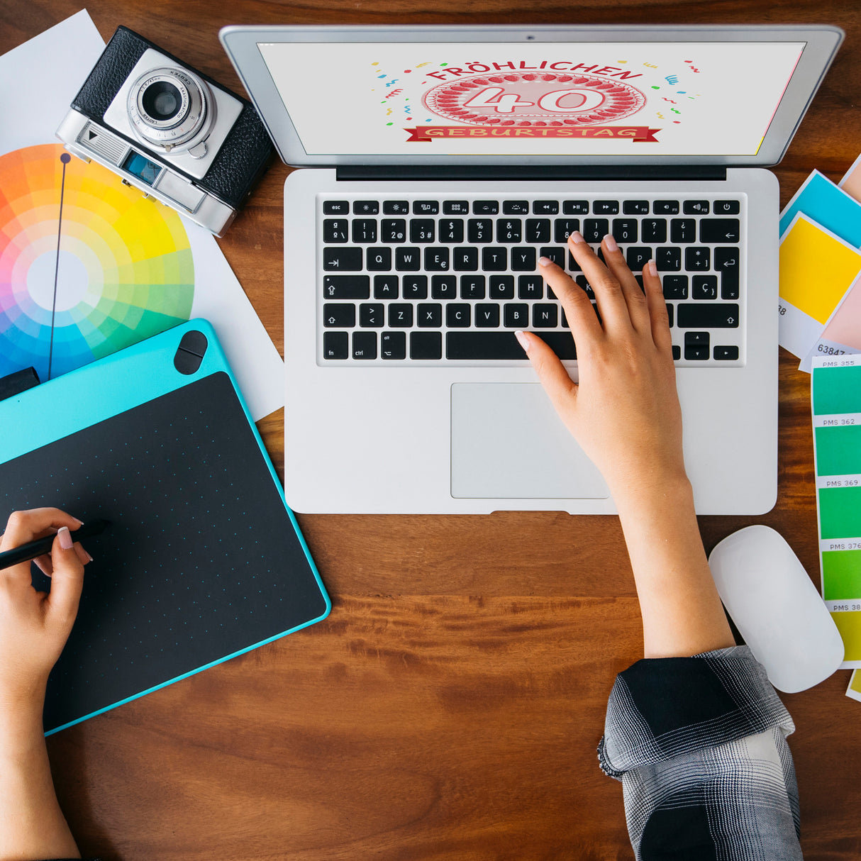 Witziger Kaffeebecher für den 40. Geburtstag mit Motiv: Torte