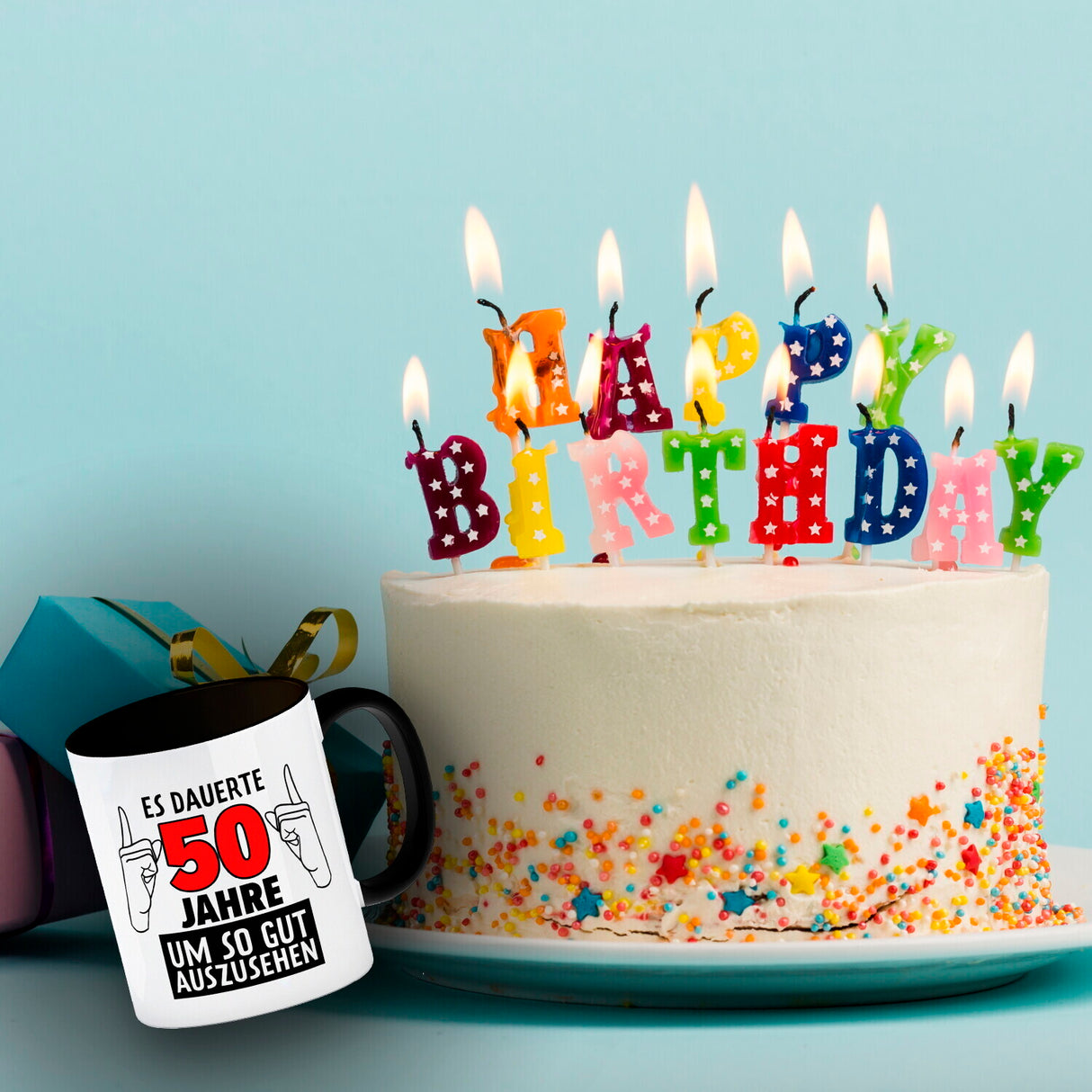 Witziger Kaffeebecher für den 50. Geburtstag mit Motiv: Gutes Aussehen