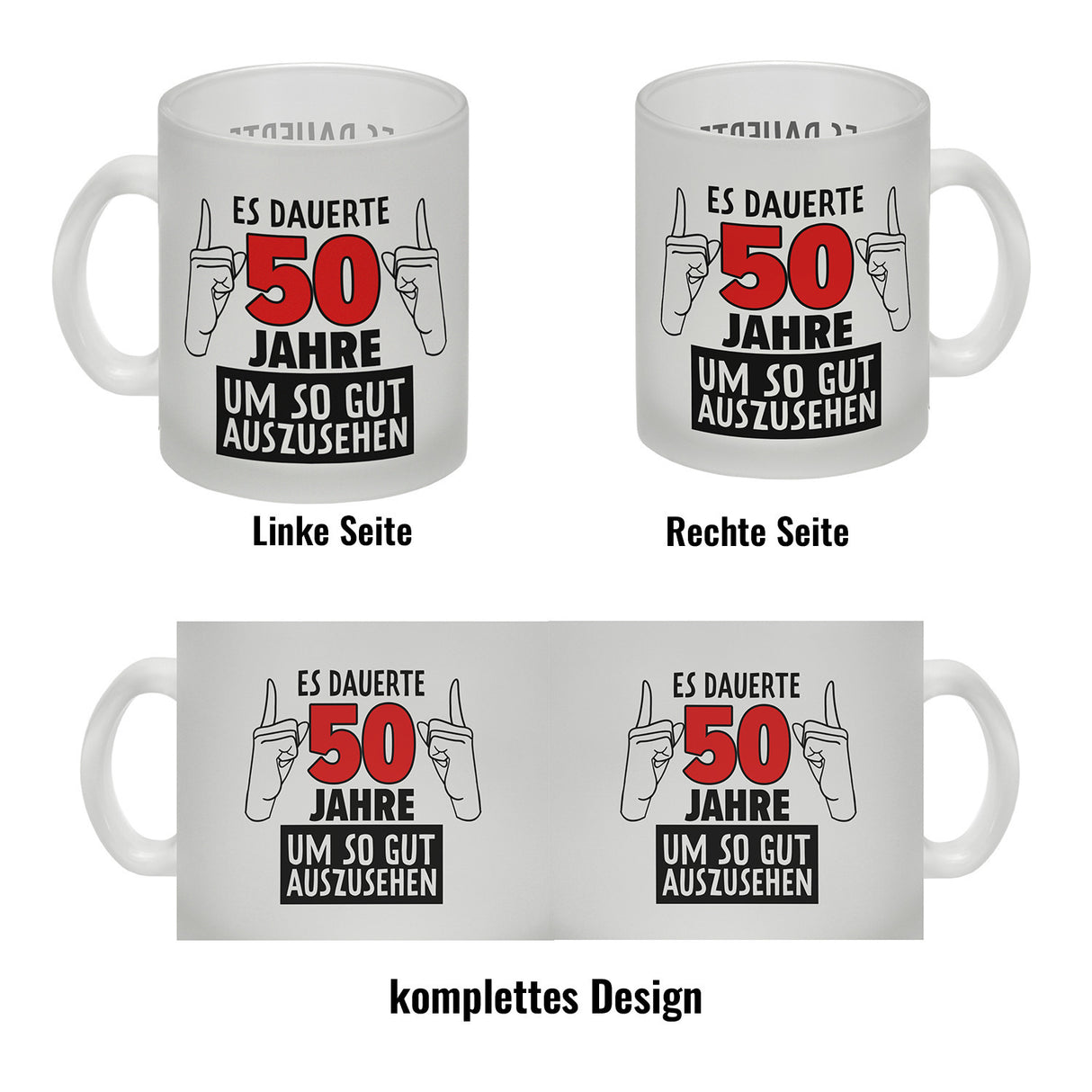 Witziger Kaffeebecher für den 50. Geburtstag mit Motiv: Gutes Aussehen