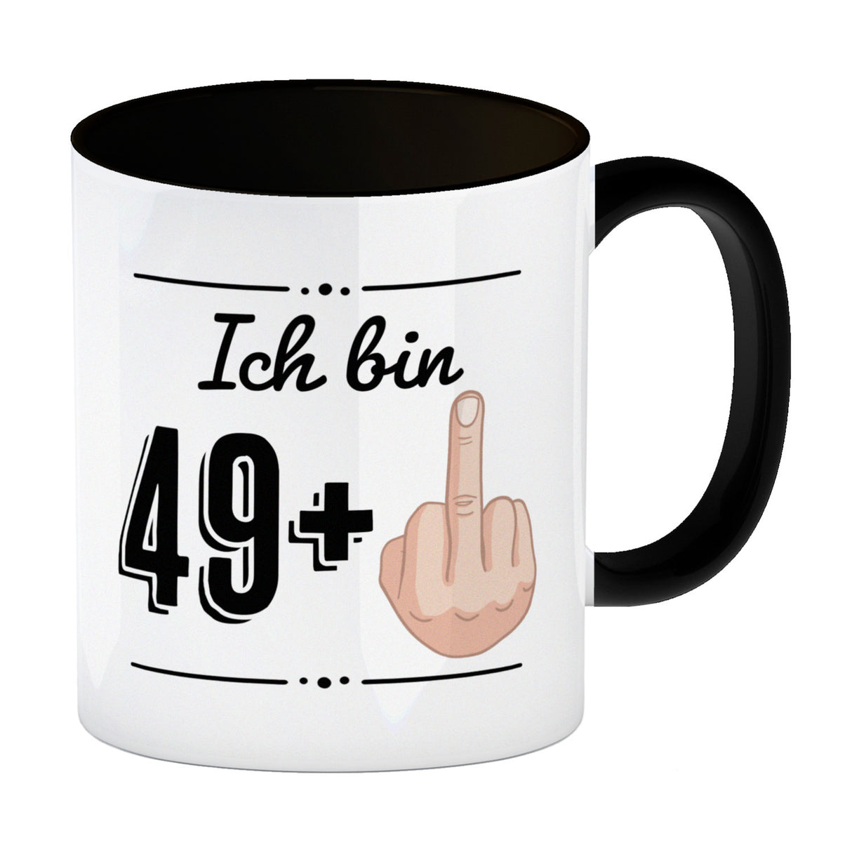 Witziger Kaffeebecher für den 50. Geburtstag mit Motiv: Mittelfinger