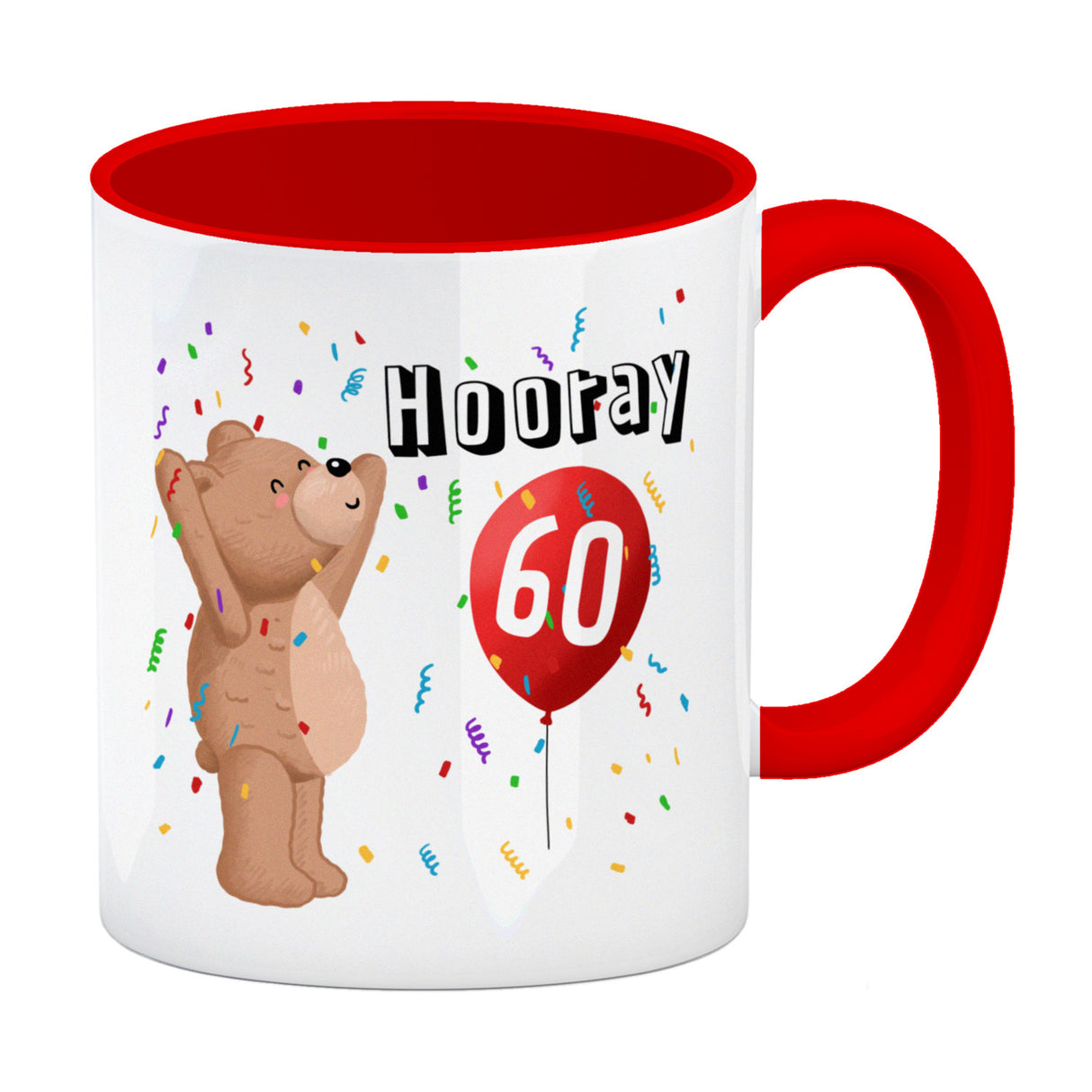 Witziger Kaffeebecher für den 60. Geburtstag mit Motiv: Hooray