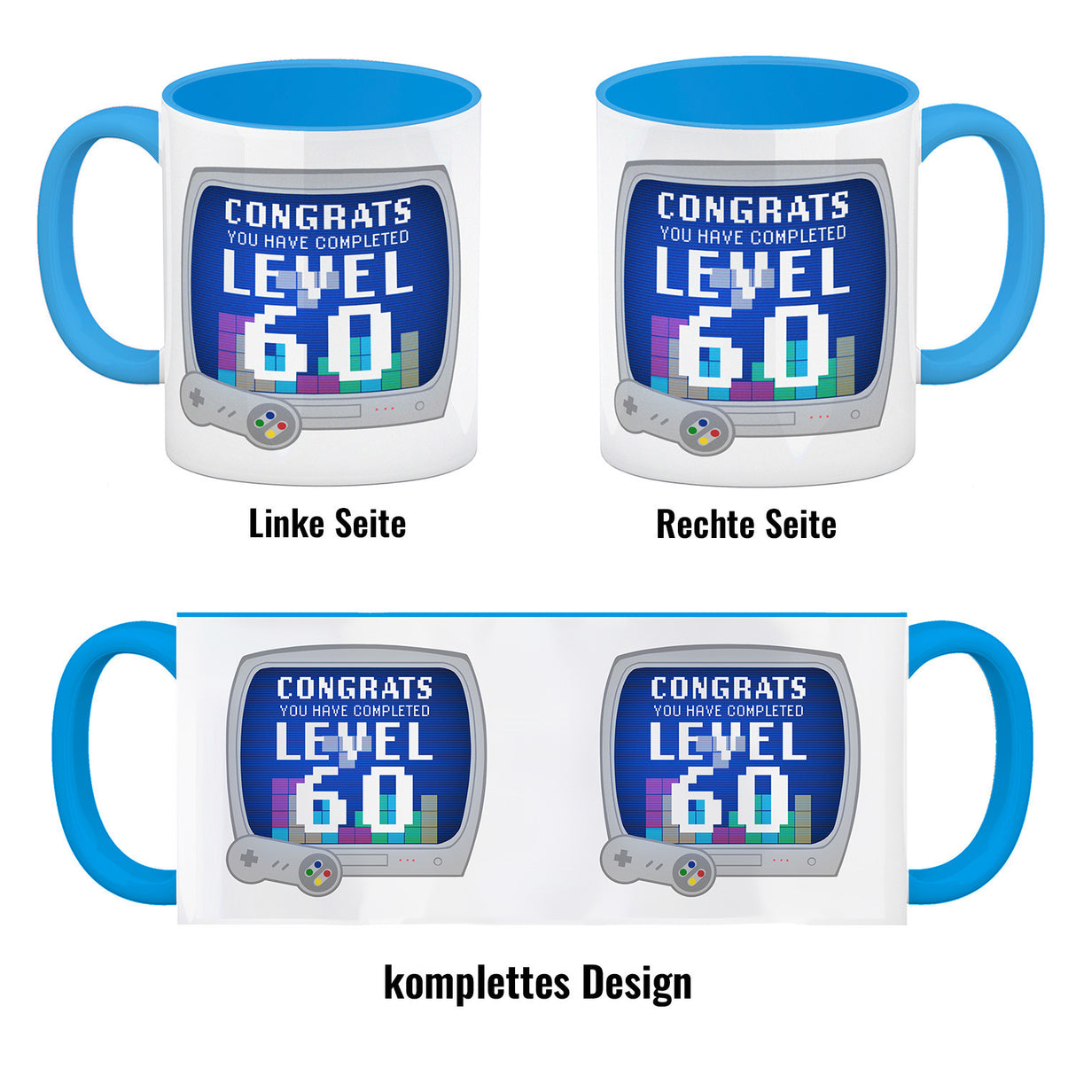 Witziger Kaffeebecher für den 60. Geburtstag mit Motiv: Gamer