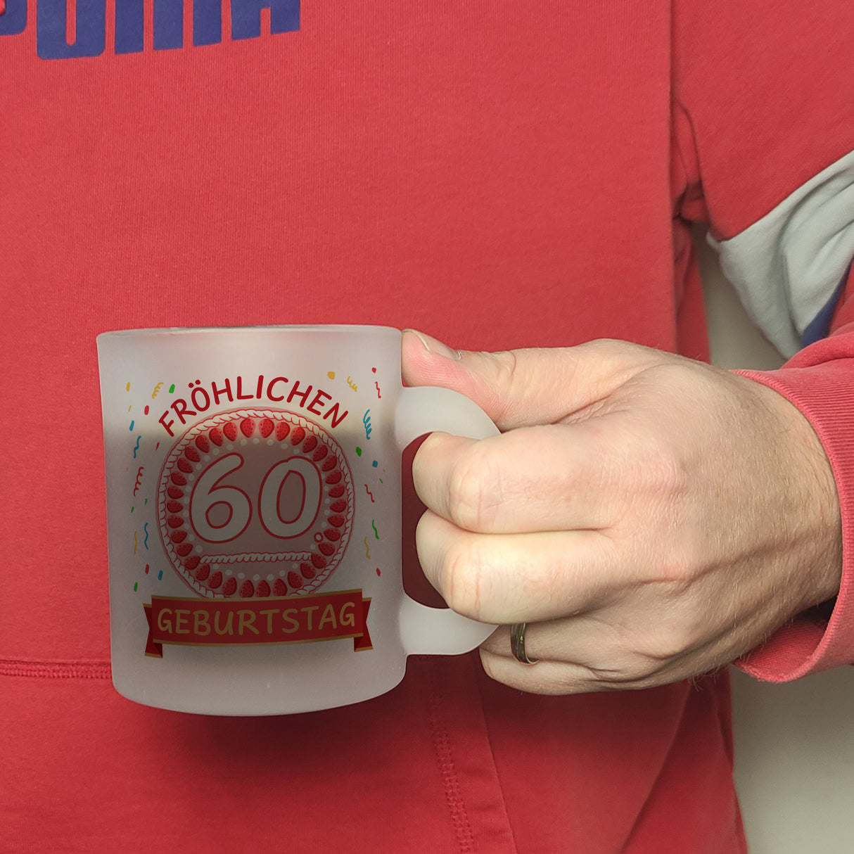 Witziger Kaffeebecher für den 60. Geburtstag mit Motiv: Torte